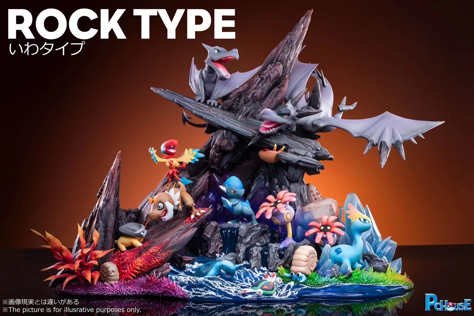 PcHouse Studio Rock Type Pokemon Figures - Collectible Rock Element Pokemon Characters for Display, Gaming & Gifts