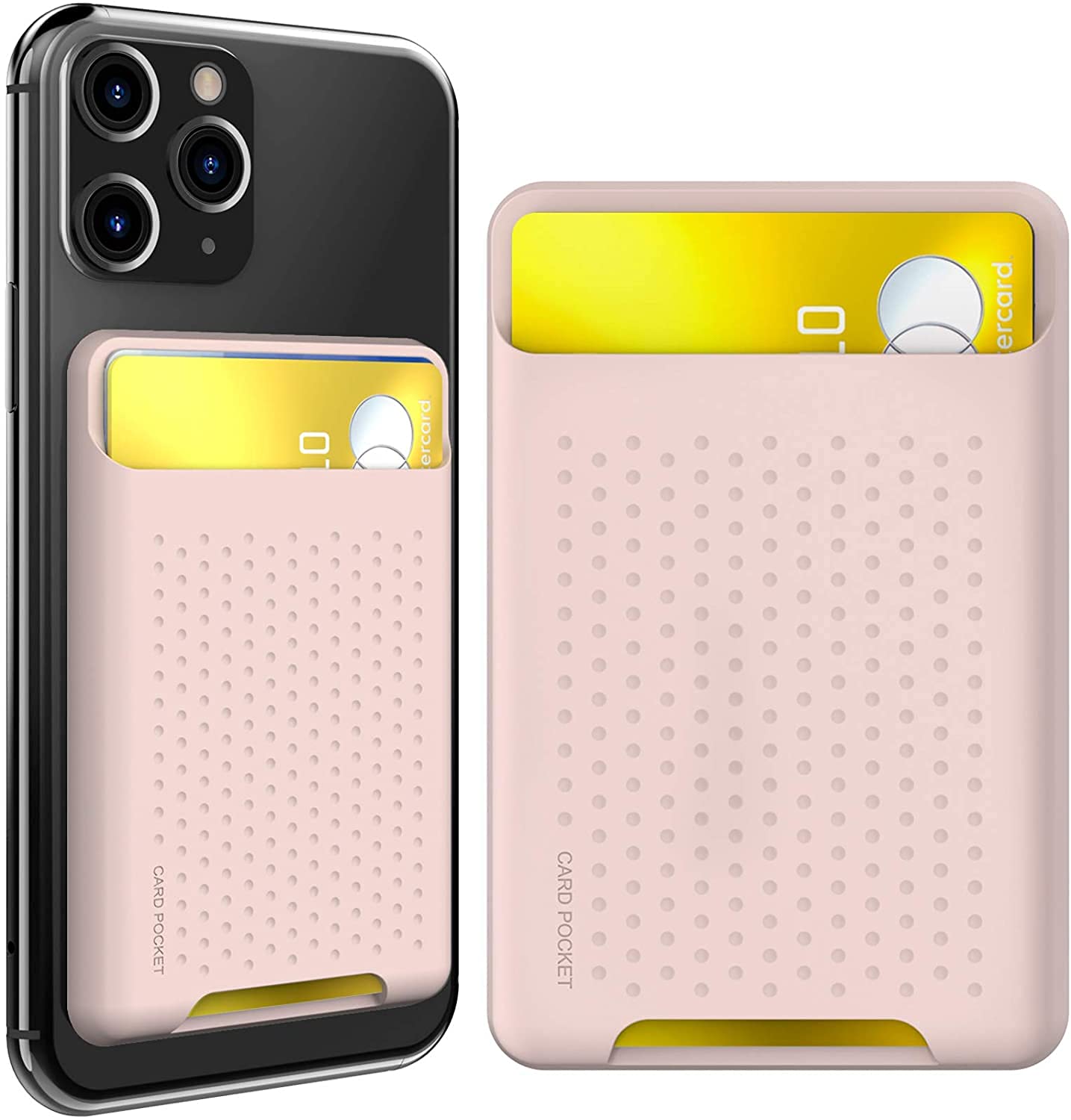 AHASTYLE Slim Stick-On Phone Wallet - Strong Adhesive Silicone Credit Card Holder for iPhone 15/14/13, Samsung Galaxy S23/S22, Most Android Phones (Pink) - Perfect for Hands-Free Shopping, Gym & Travel