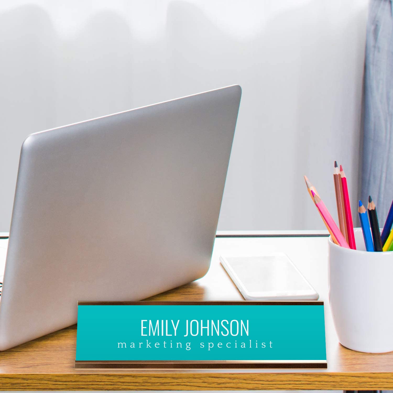 Custom Turquoise Desk Name Plate - 2