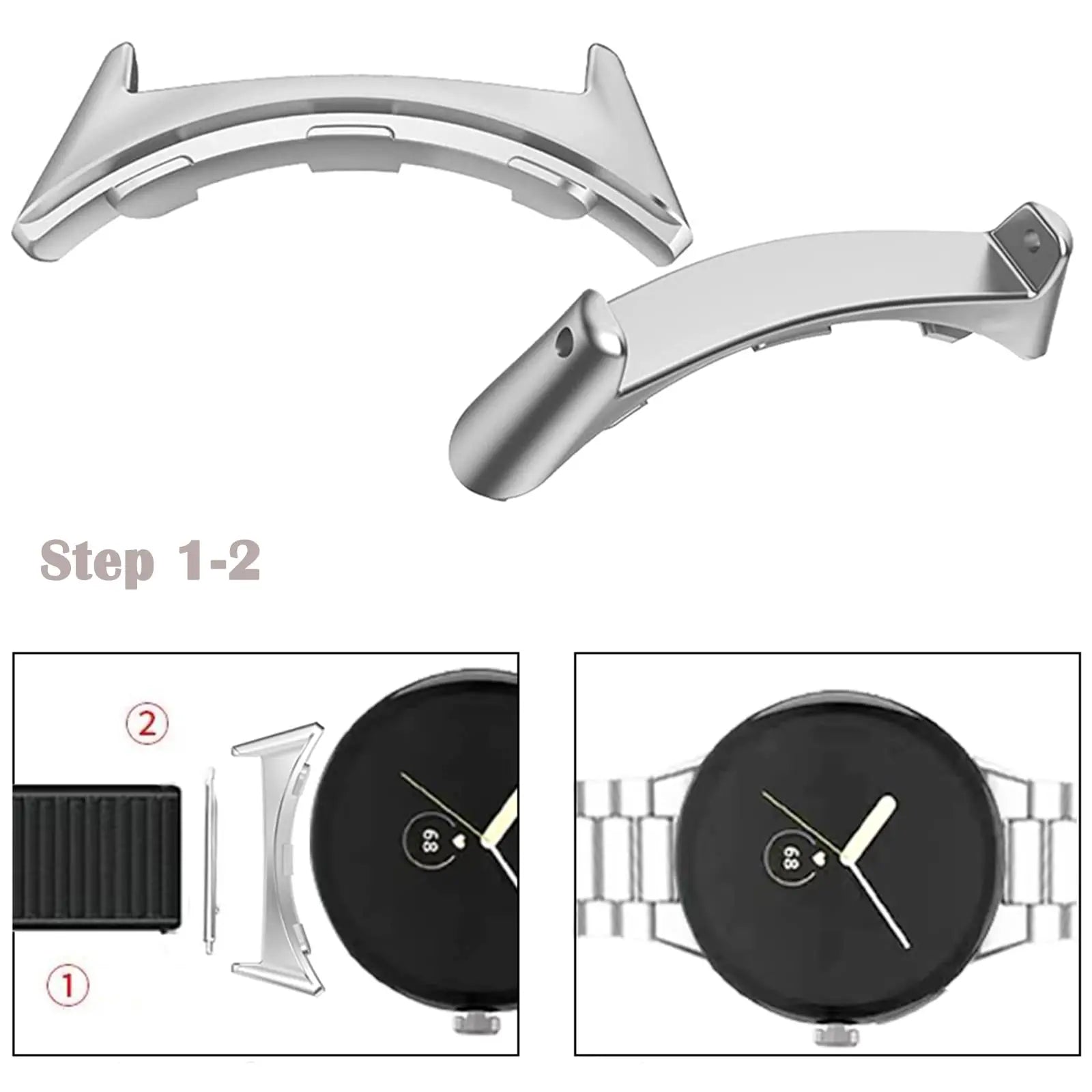 20mm Metal Watch Band Connectors for Google Pixel Watch - Premium Stainless Steel Replacement Clasps for Secure Fit - Perfect for Workouts, Outdoor Activities & Daily Wear