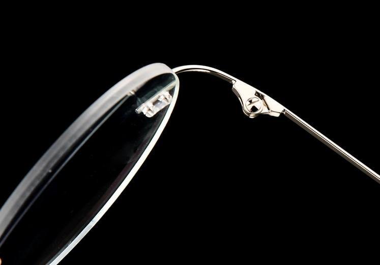 Steve Jobs Gandhi Harry Potter Style Foldable Ultra Light Blue Light Blocking Computer Glasses - Round Rimless Eyewear for Men & Women - Perfect for Office, Gaming & Screen Use