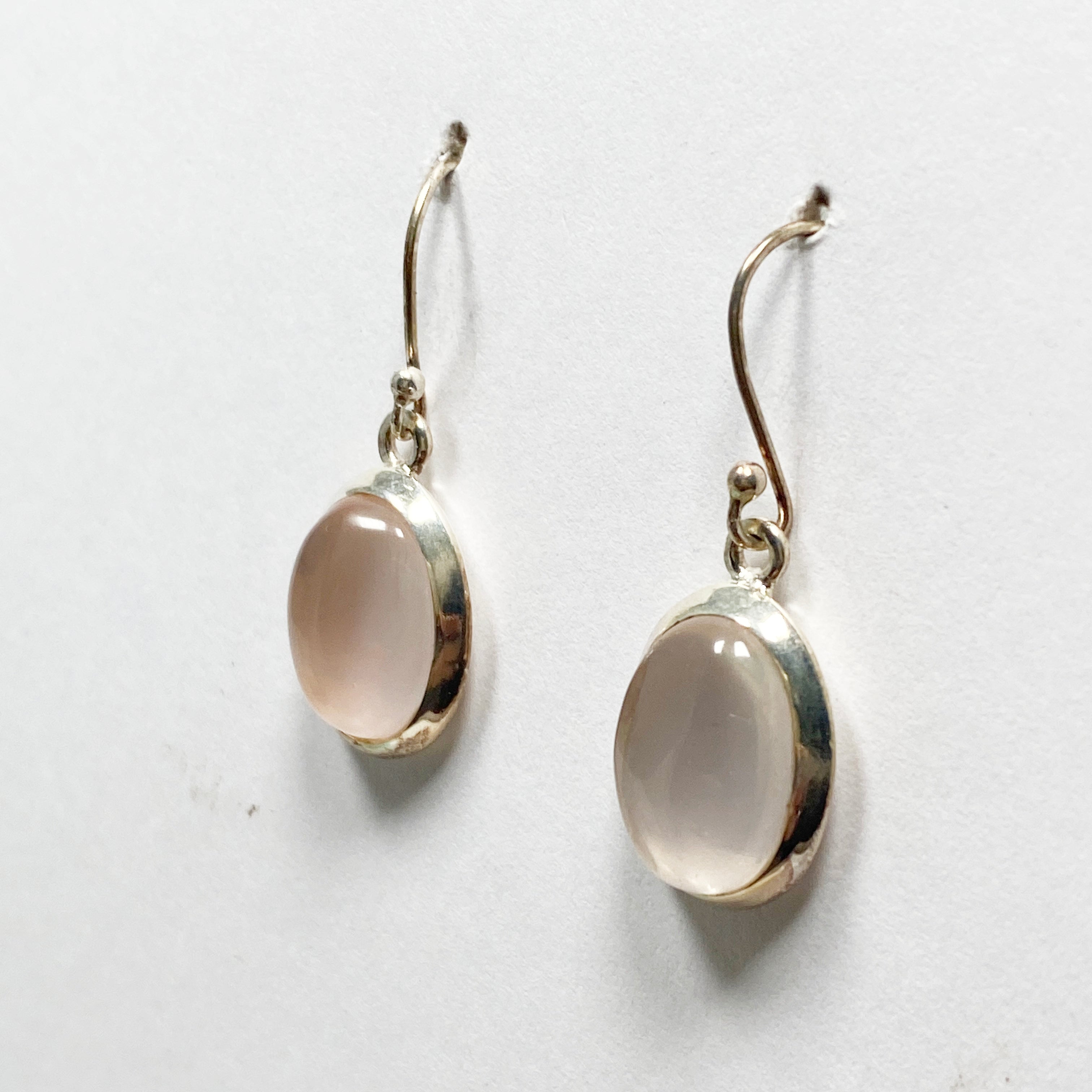 Rose Quartz Oval Earrings for Women - Natural Gemstone Dangle Earrings with Sterling Silver Hooks, Elegant Gift for Valentine's Day, Birthday & Anniversary - Perfect for Parties, Weddings & Everyday Wear (KEGJ1382)