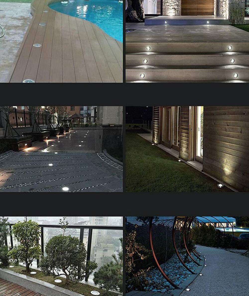 48 LED Solar Ground Lights - Solar Powered Outdoor Pathway Lights for Garden, Yard, Patio, Lawn & Driveway - Waterproof Disk Lights for Landscape & Walkway (4 Pack, White) - Perfect for Nighttime Safety & Garden Decoration