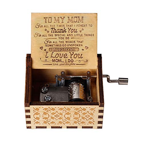 Hand-Cranked Wooden Music Box - Beauty and The Beast Theme | Perfect Christmas Gift for Mom | Romantic Home Decor & Wedding Keepsake