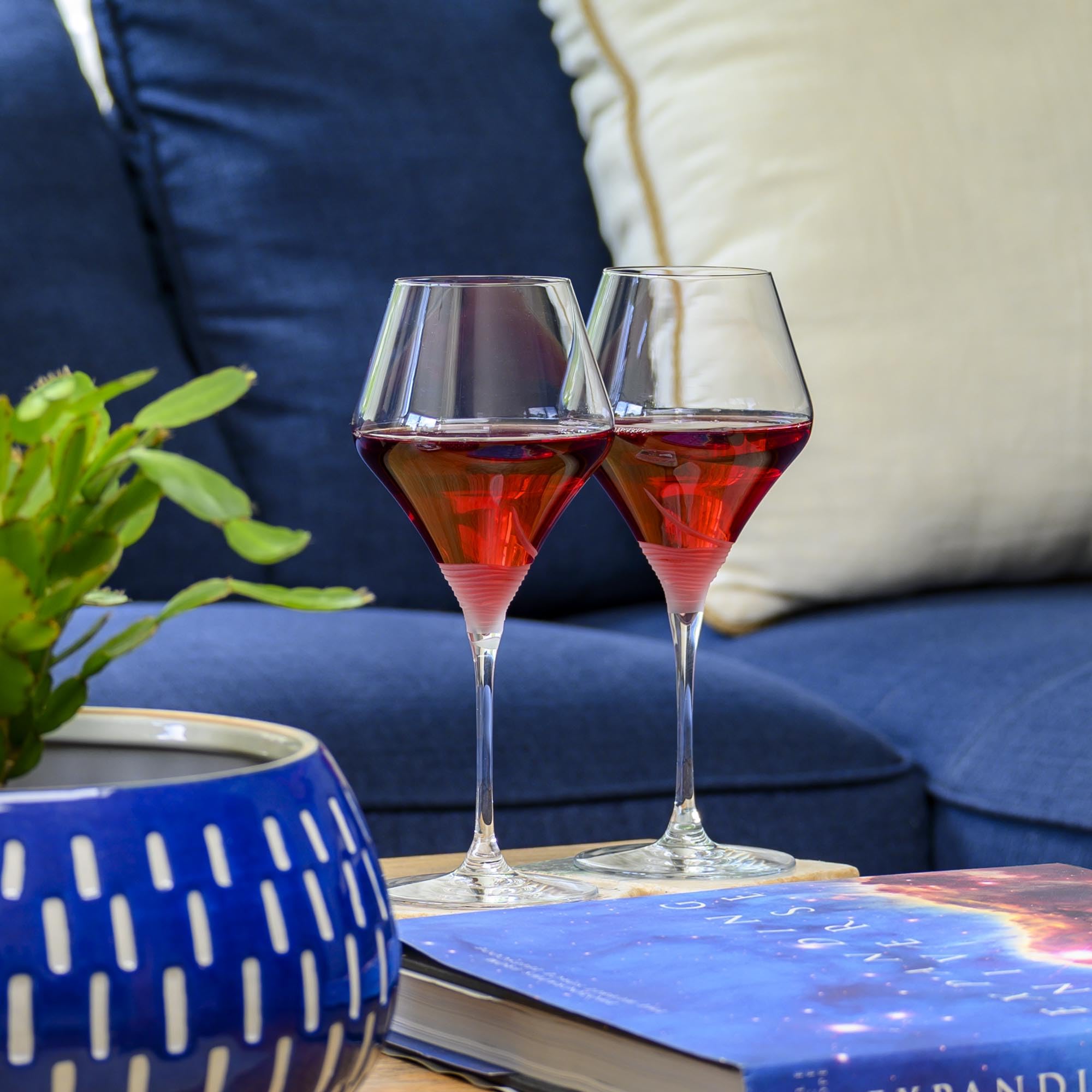 Rolf Glass Mid-Century Modern 17oz Winetini Set of 4 - Large Lead-Free Wine Glasses - USA Designed & Engraved - Perfect for Dinner Parties & Wine Tasting Events