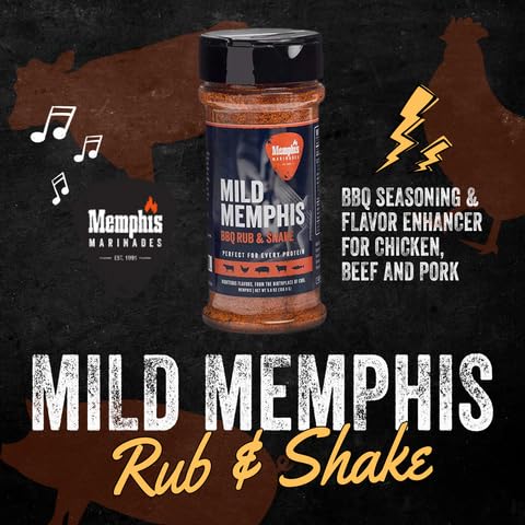Memphis Marinades - 5.6oz Mild Memphis BBQ Rub & Seasoning for Chicken, Beef, Pork | Flavor Enhancer & Air Fryer Marinade Mix | Perfect for Grilling, Smoking & Home Cooking