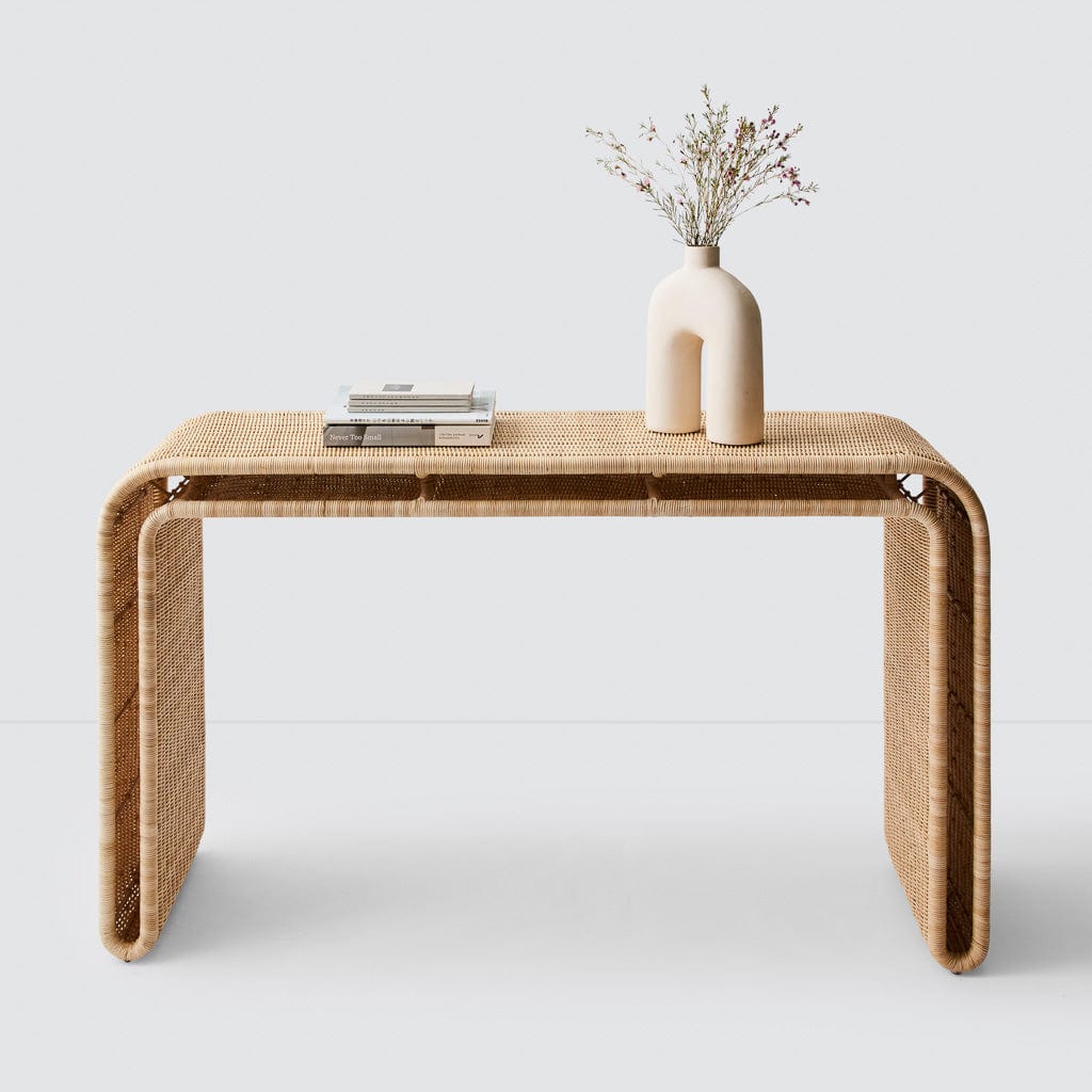 Penida Wicker Console Table - Handwoven Rattan Entryway Table with Storage Shelf | Perfect for Hallway, Living Room & Farmhouse Decor