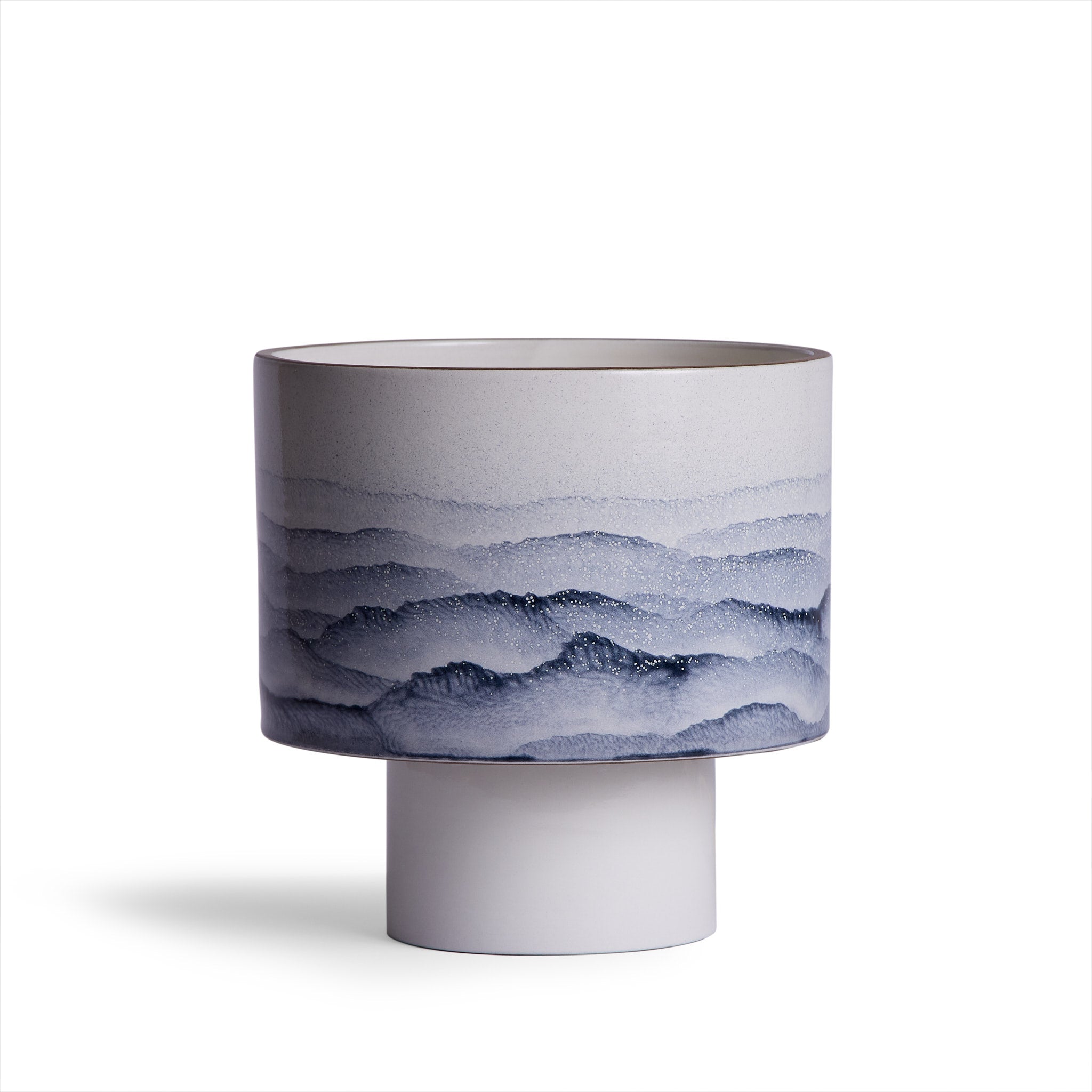 Stack Wide Table Lamp in Midnight & Opaque White - Modern Watercolor Design for Bedroom, Living Room, Office Decor