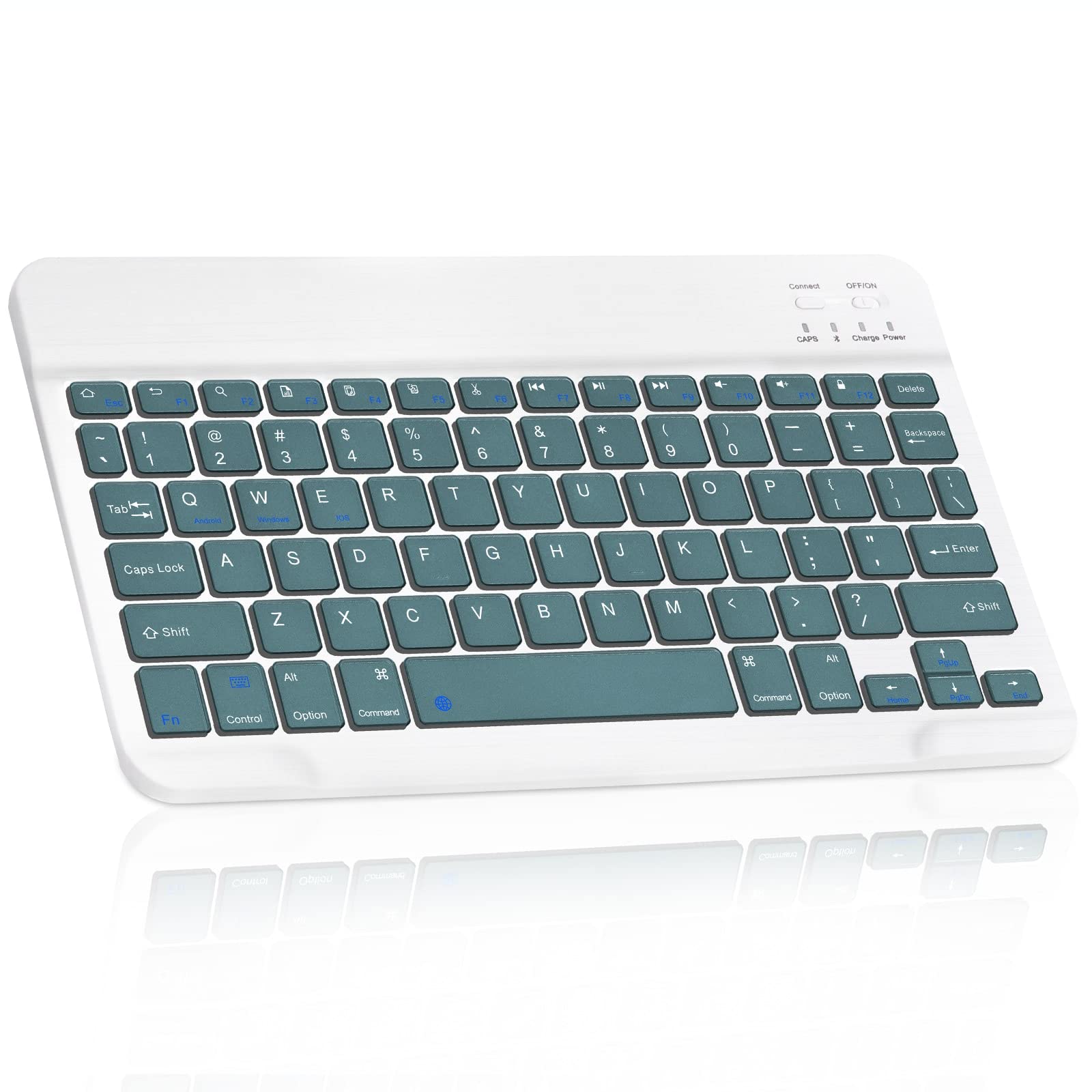 Ultra-Slim Bluetooth Rechargeable Keyboard for Samsung Galaxy Tab A 8.0 (2019) - Compatible with iPads, iPhones, Android Tablets, Smartphones & Windows PC - Pine Green - Perfect for Work, Travel & Home Office Use
