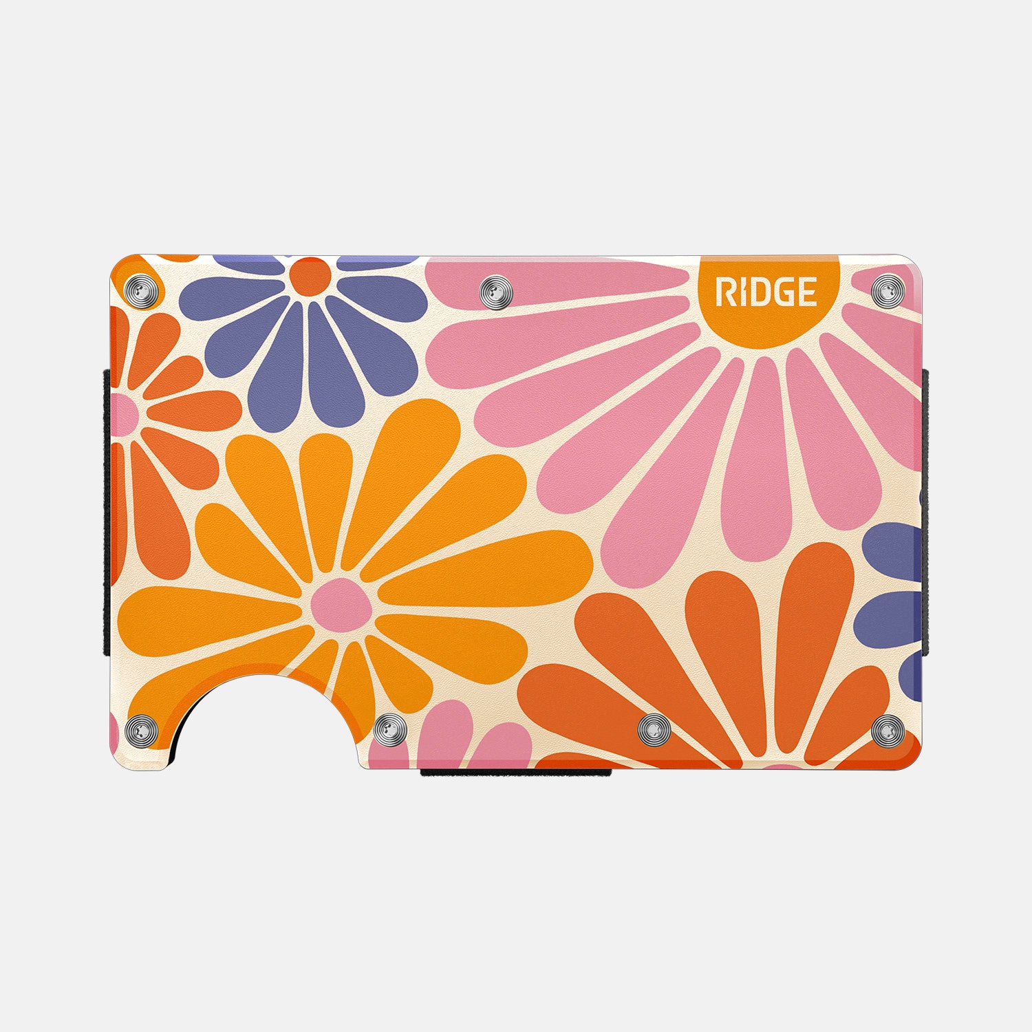 Ridge Wallet - Slim Minimalist RFID Blocking Metal Wallet for Men & Women | Flower Power Design | Perfect for Everyday Carry, Travel & Gifting