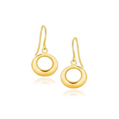 14K Yellow Gold Open Circle Dangle Earrings for Women - Elegant Hoop Earrings for Everyday Wear, Parties & Special Occasions