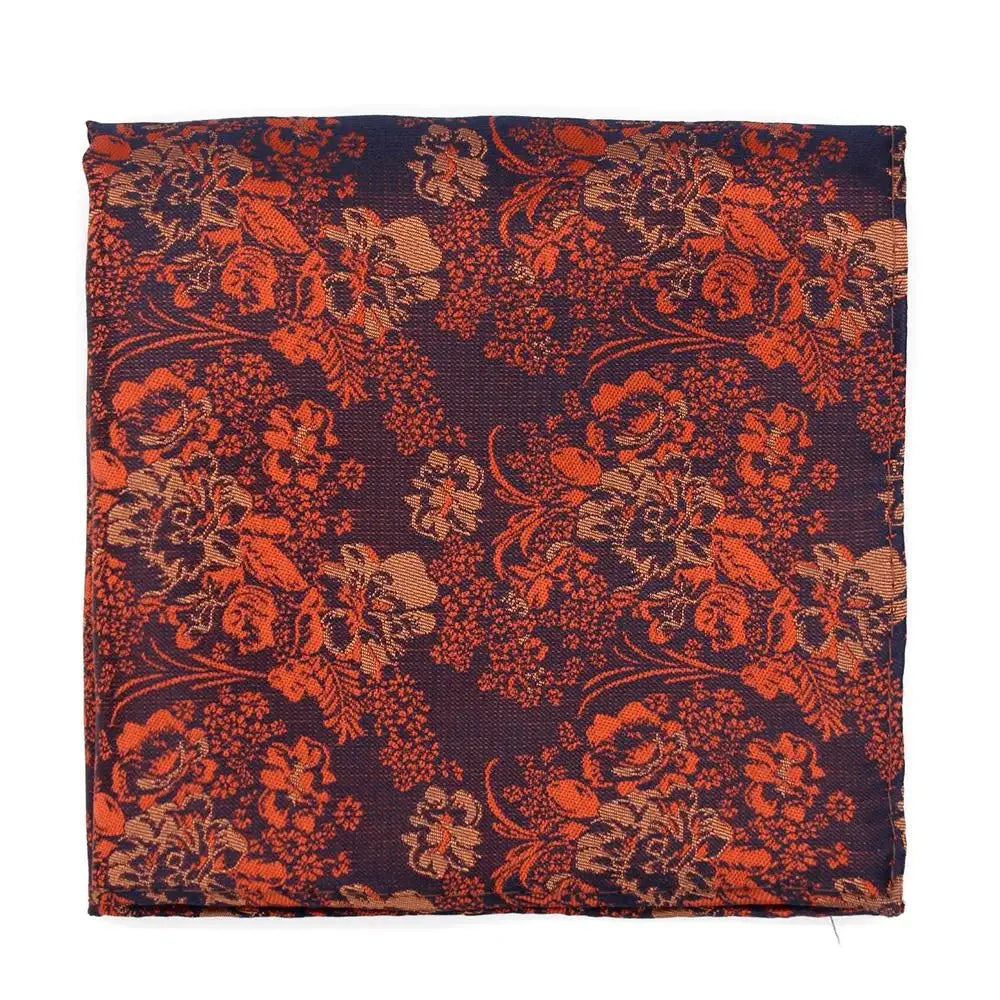 LA Smith Copper and Gold Navy Floral Hank - Elegant Handkerchief for Weddings, Parties, and Special Occasions