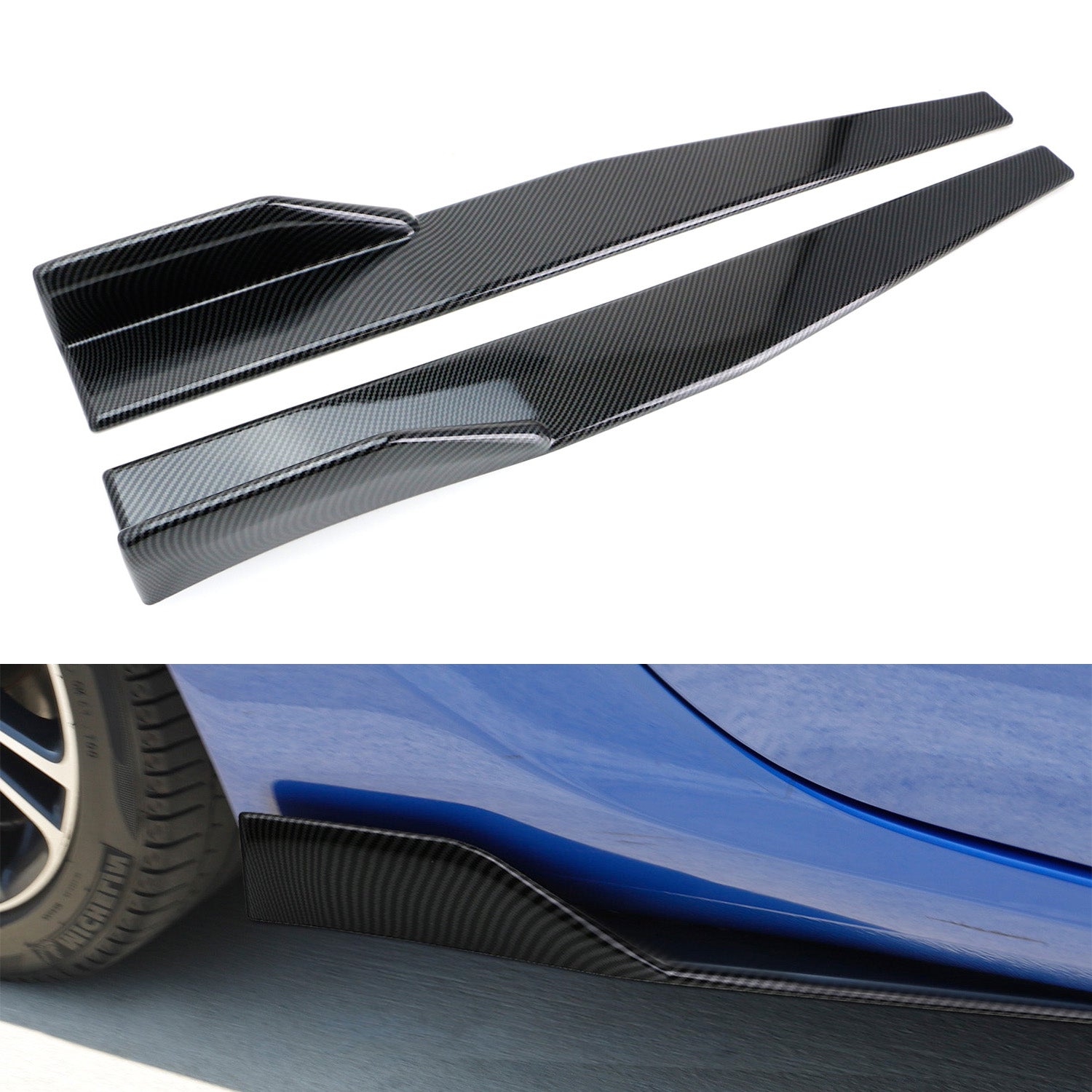 Premium Carbon Fiber Universal Rear Side Skirt Winglets Diffusers - Extra Long Left/Right Design for Enhanced Aerodynamics & Style | Perfect for Sports Cars, Tuner Vehicles & Performance Upgrades