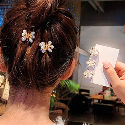 Elegant Pearl Flower Hair Clips for Women - Pack of 8 White Daisy Hairpins, Fashion Hair Accessories for Girls & Ladies | Perfect for Weddings, Parties & Daily Styling