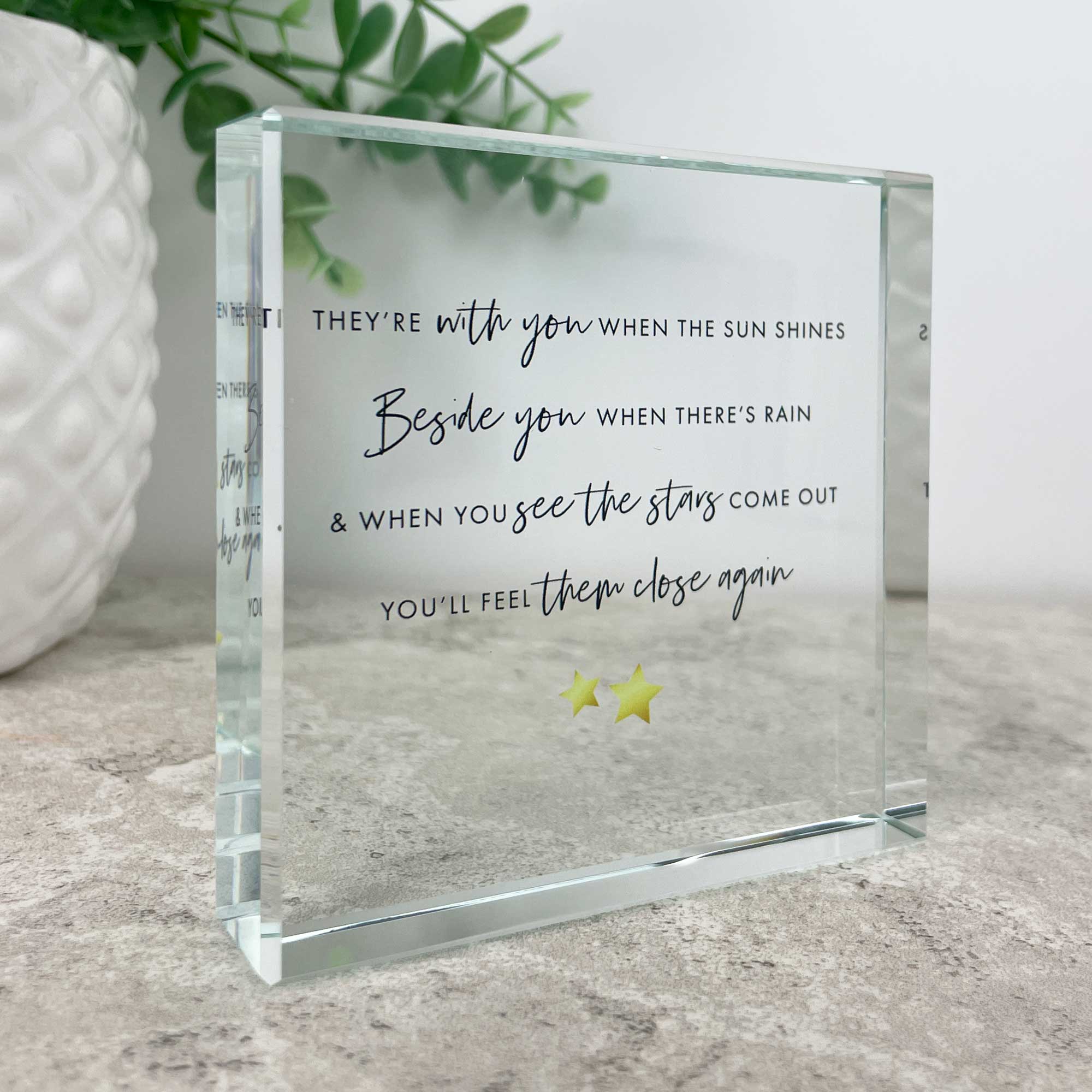 Thoughtful Memorial Crystal Token - Personalized Keepsake for Loved Ones | Perfect for Funerals, Anniversaries & Remembrance Gifts