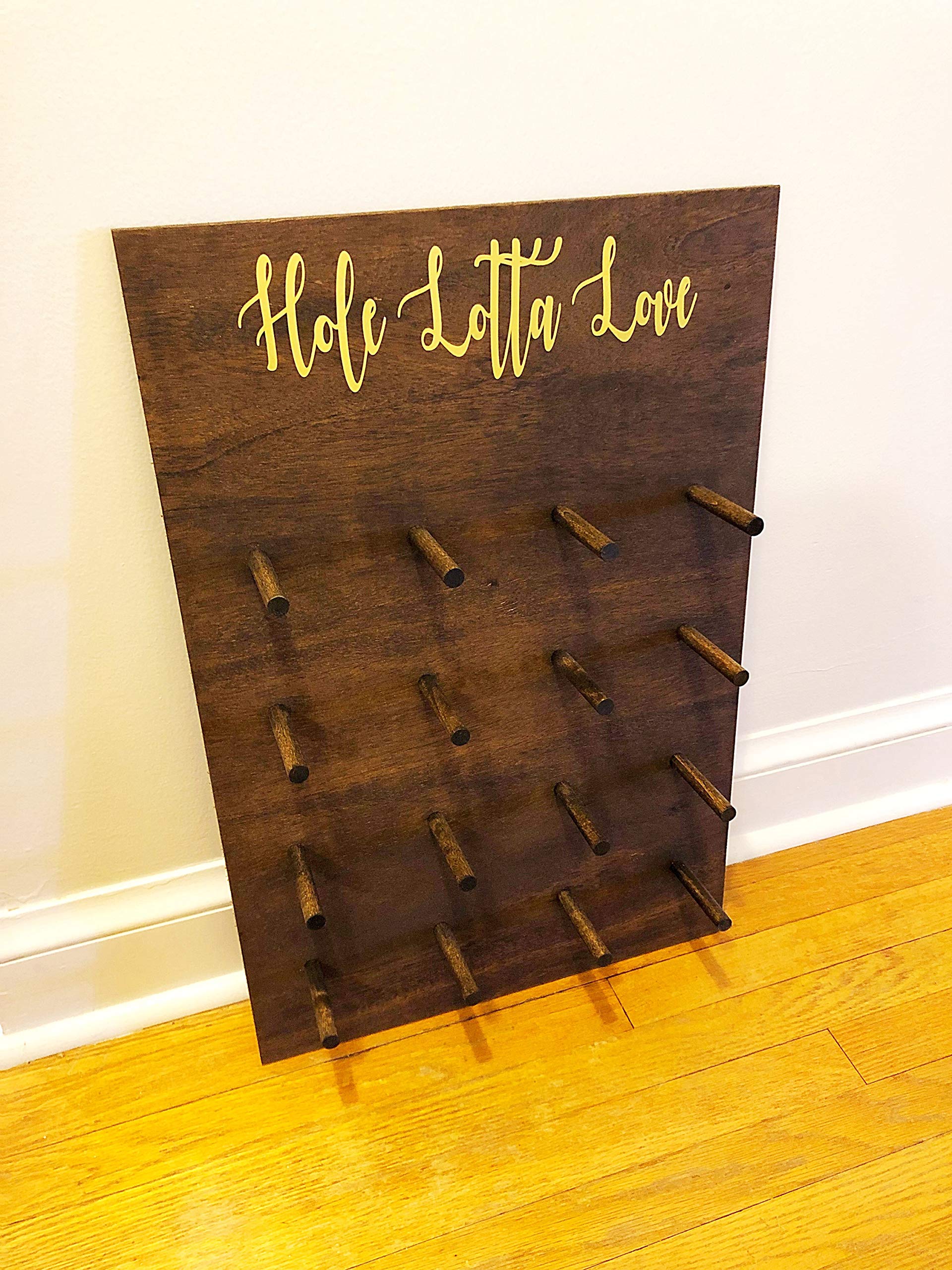 Wedding Donut Wall Decor - Wooden Donut Holder & Display Board with 'Hole Lotta Love' Decal - Perfect for Wedding Receptions, Bridal Showers & Dessert Table Displays