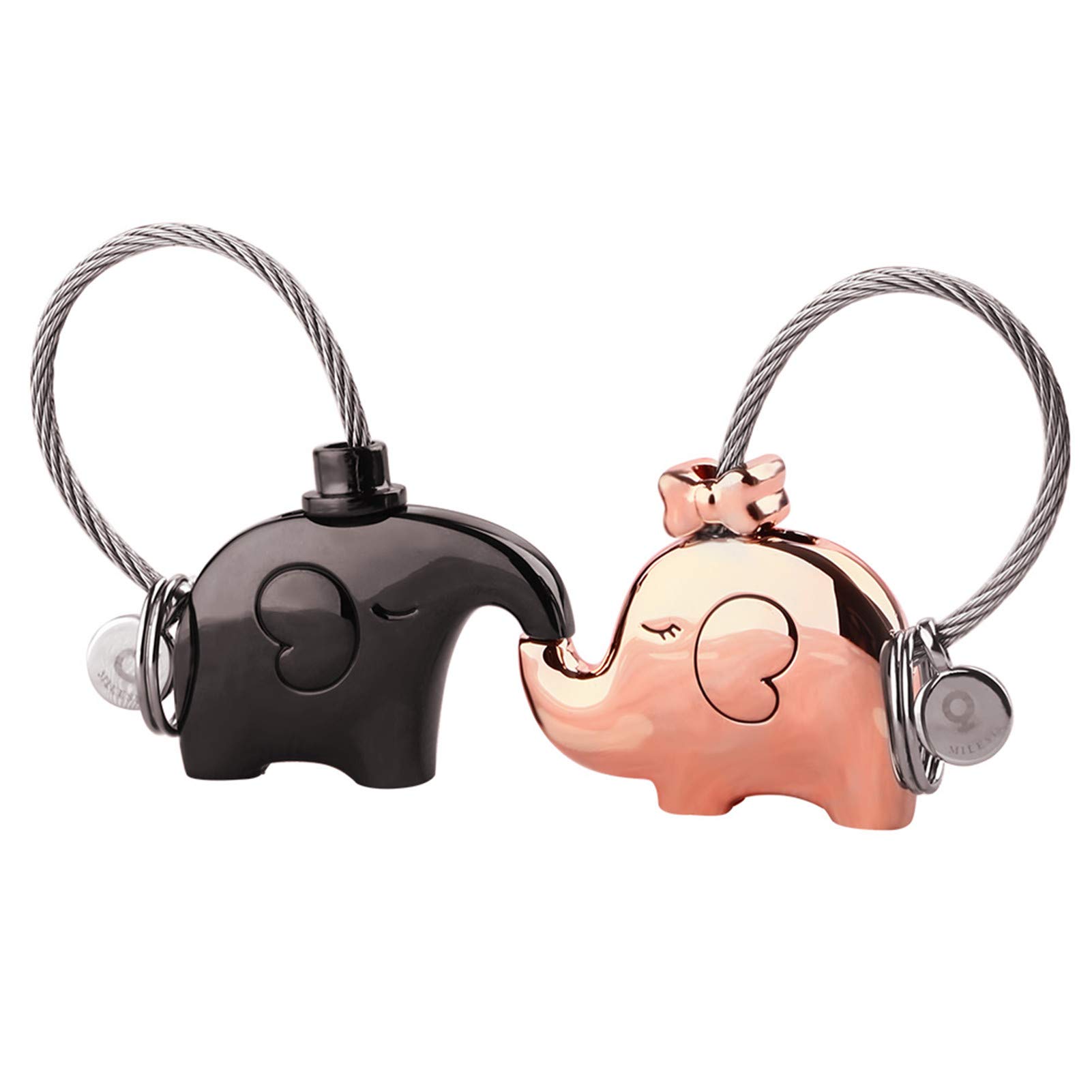 Personalized Cute Elephant Couples Keychains - Custom Engraved Keyrings for Anniversary, Valentine's Day & Birthday Gifts - Perfect for Couples, Best Friends & Romantic Presents