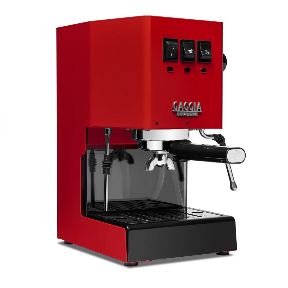Gaggia Classic Pro E24 Espresso Machine - Stainless Steel Coffee Maker with Commercial Style Portafilter, Cherry Red | Perfect for Home Baristas & Coffee Shops