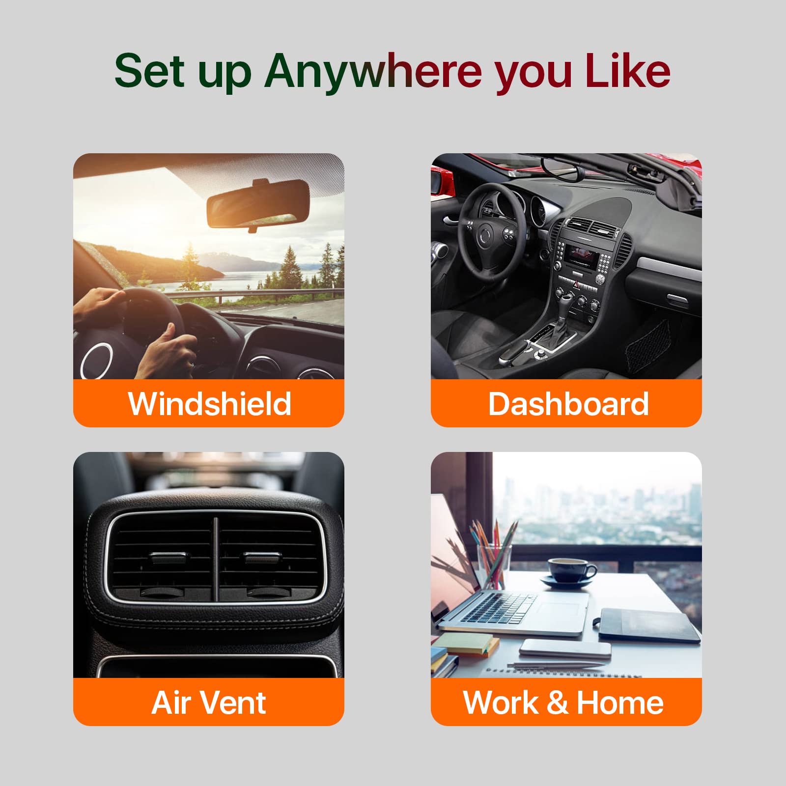 LAX Gadgets Universal Car Phone Mount - Hands-Free Windshield & Dashboard Cell Phone Holder for Safe Driving | Compatible with iPhone, Samsung, Google Pixel | Perfect for GPS Navigation & Road Trips