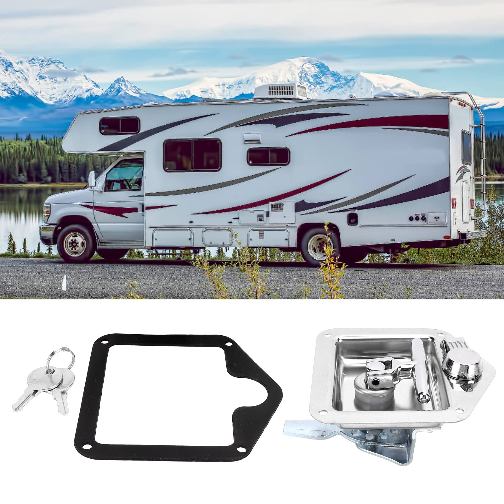 Stainless Steel Foldable T Handle Latch Lock for Toolbox, Trailer & RV Doors - Heavy Duty Security for Trucks, Campers & Storage Containers | Outdoor, Camping & Travel Use