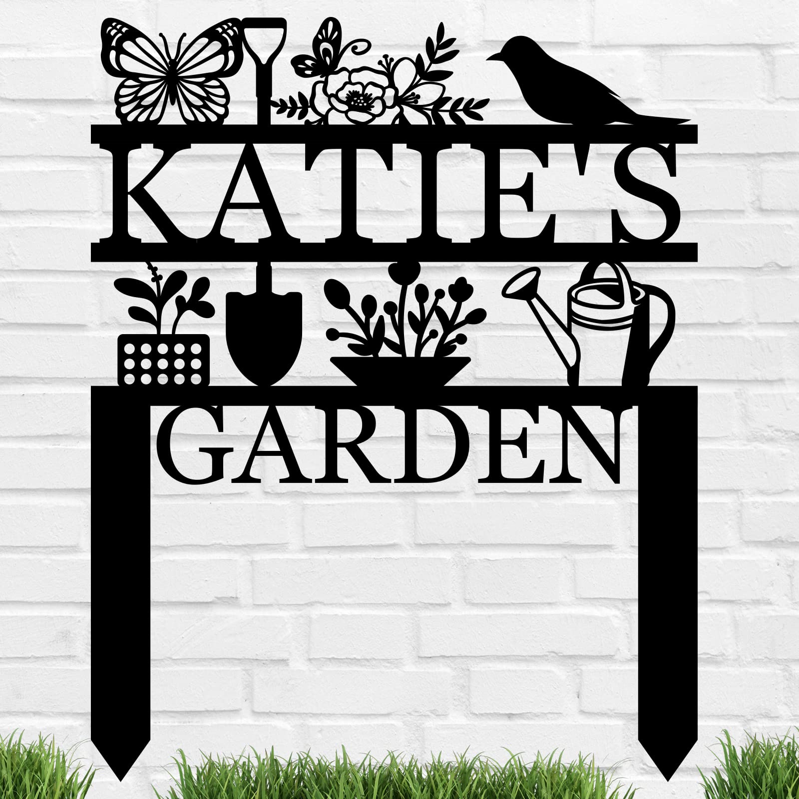 Custom Metal Garden Signs with Name - Personalized Outdoor Garden Decor (15''-32'') - Perfect for Flower Beds, Backyard Landscaping & Housewarming Gifts