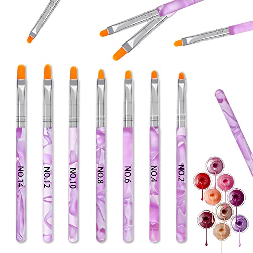 Ranrose 7PCS UV Gel Nail Brush Set - Professional Acrylic Nail Extension & Art Painting Tools for DIY Manicures - Perfect for Salon, Home Use & Nail Art Enthusiasts