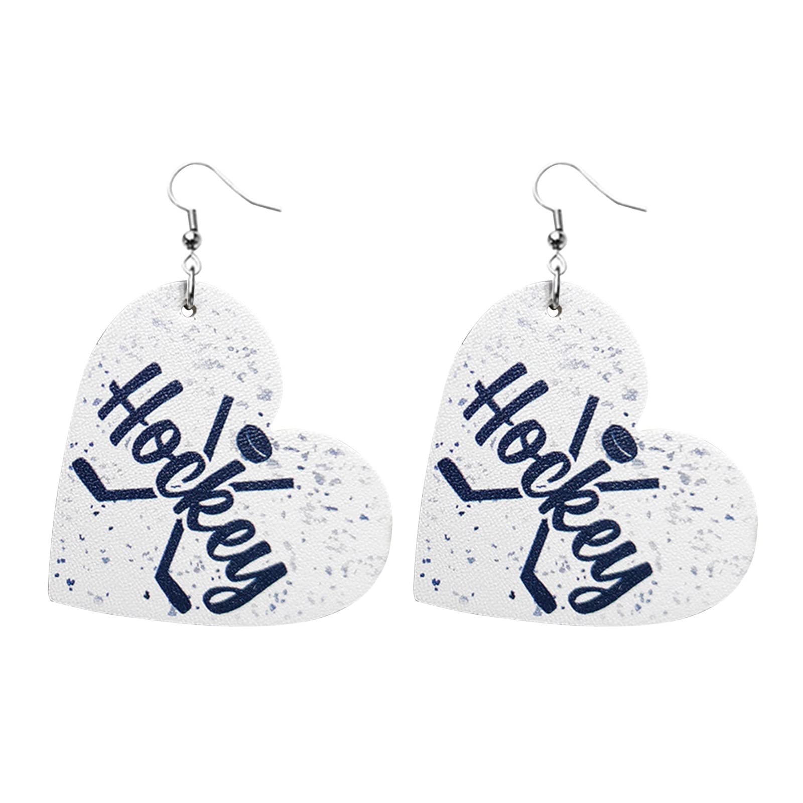 Stylish Love-Shaped Leather Sports Earrings for Baseball, Softball, Rugby, Football, Tennis & Ice Hockey Fans - Trendy Fashion Accessory for Women (One Size) - Perfect for Game Days, Sports Events & Casual Wear