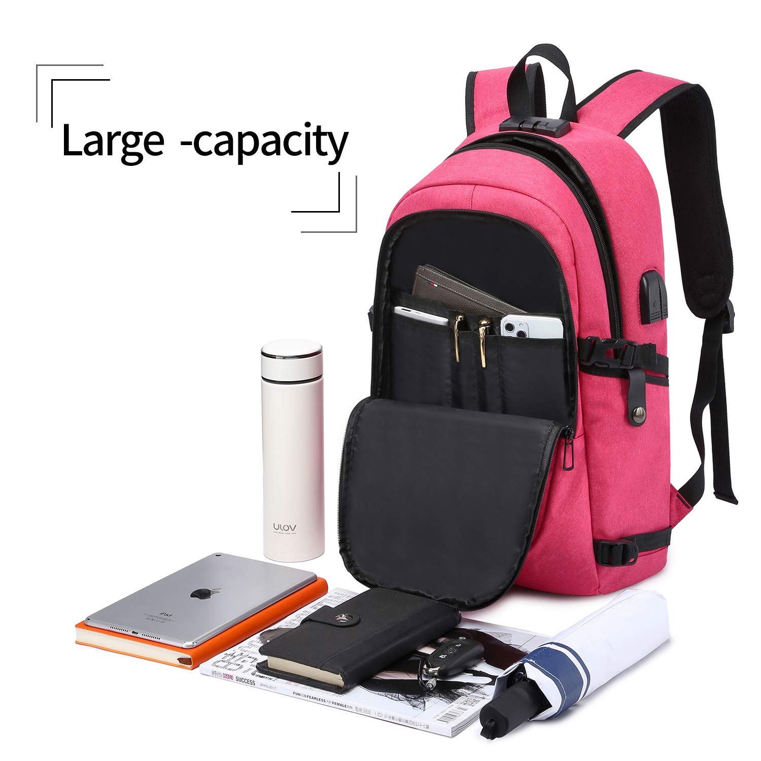 Anti-Theft Business Laptop Backpack with USB Charging Port & Lock - Waterproof 15.6 Inch Computer Backpack for Men & Women - Perfect for Office Commute, College, Travel & Hiking Daypacks