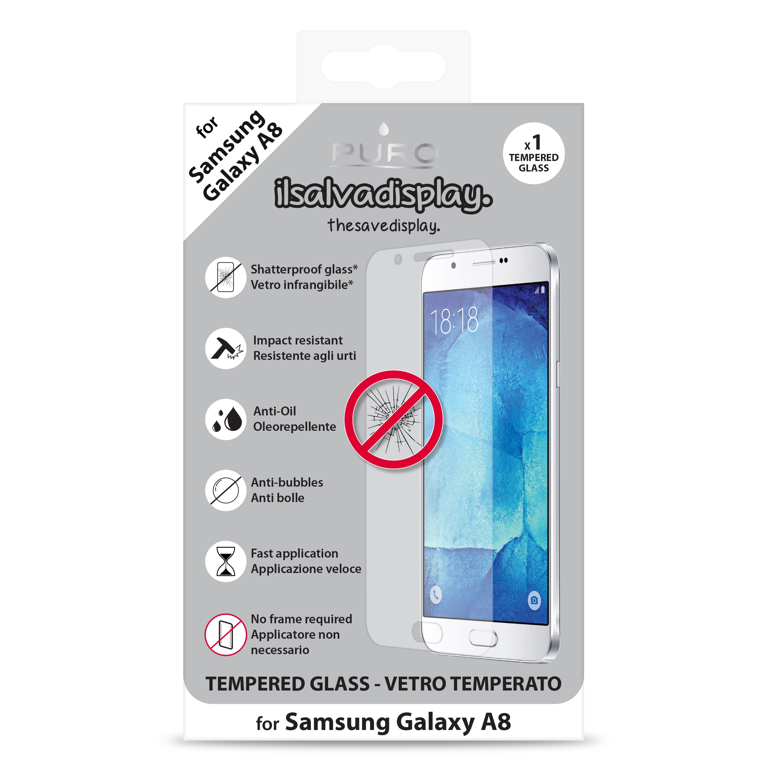 Galaxy A8 Tempered Glass Screen Protector - HD Clear for Daily Use
