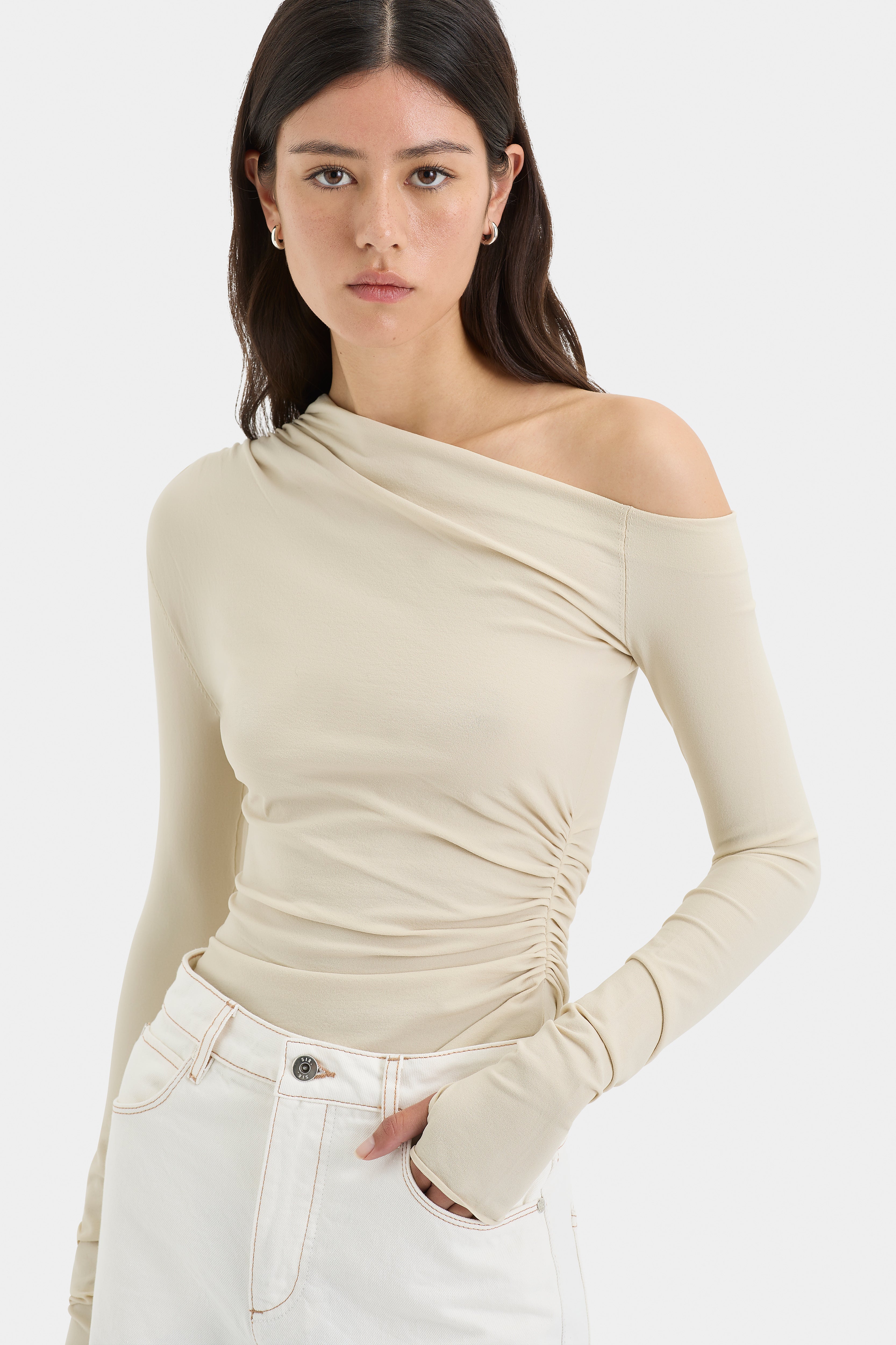 Lottie Gathered Top Women's Casual Blouse - Elegant Ruffled Sleeve Tunic Shirt for Work, Date Night & Spring Outfits