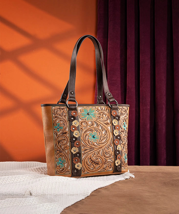 Montana West Embroidered Floral Cut Out Tote Bag for Women - Stylish Handbag for Work, Travel & Shopping