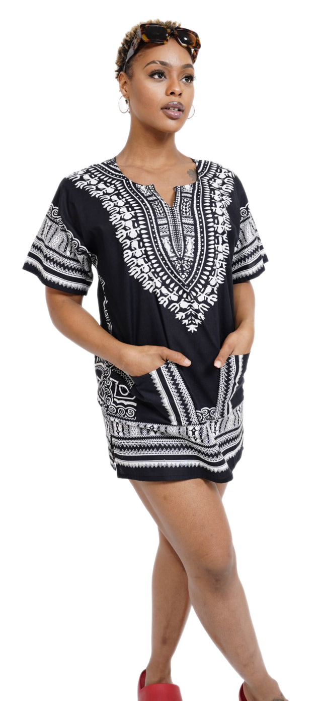 African Print Unisex Dashiki Shirt for Men & Women | Traditional Ankara Cotton Tunic Top | Perfect for Festivals, Concerts, Cruises & Outdoor Events | DP3578