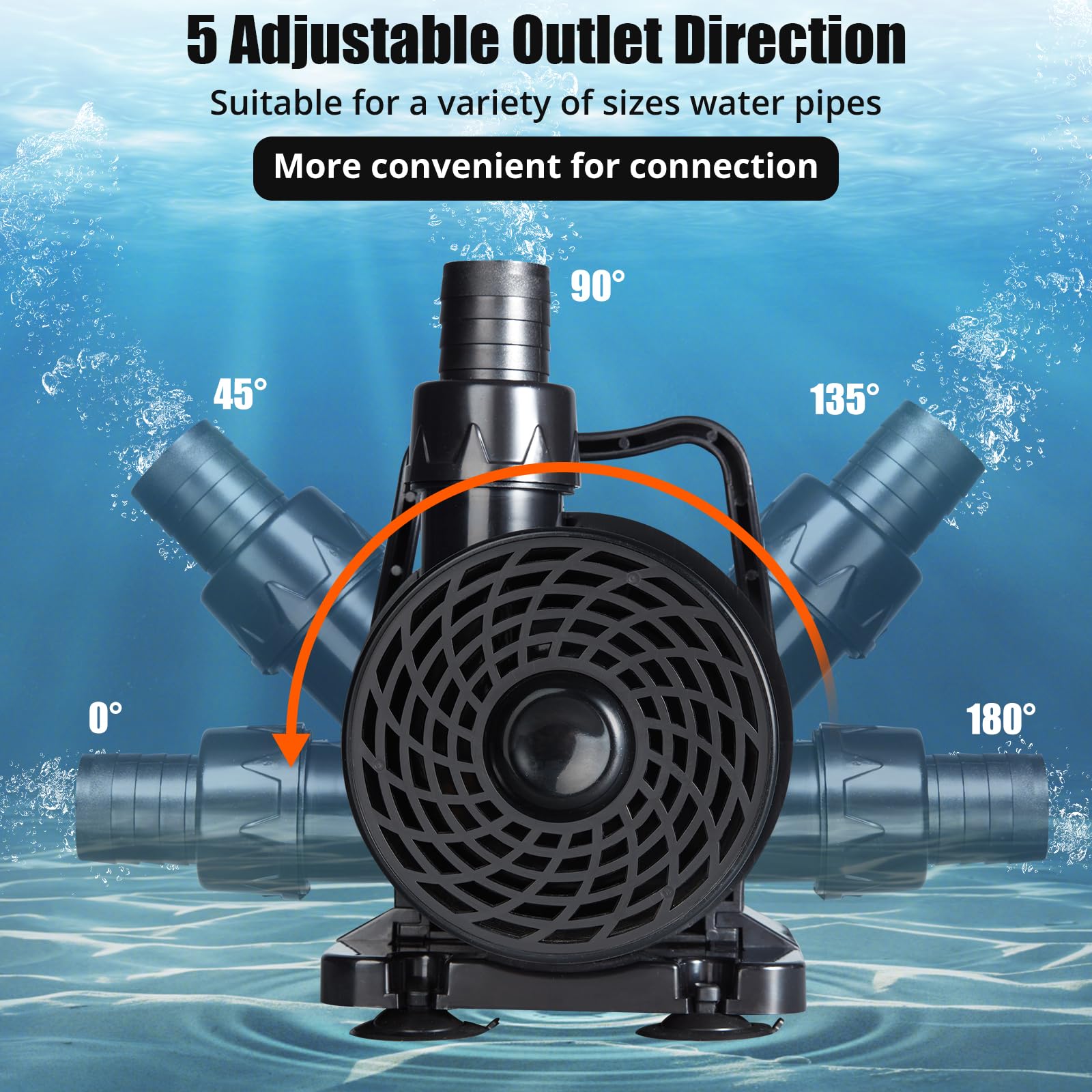 GARVEE 130W 3700GPH Submersible Water Pump for Ponds, 31Ft Lift Height with 16Ft Power Cord - Ideal for Waterfalls, Fountains, Aquariums & Hydroponics | Outdoor Garden, Fish Tank & Water Feature Pump