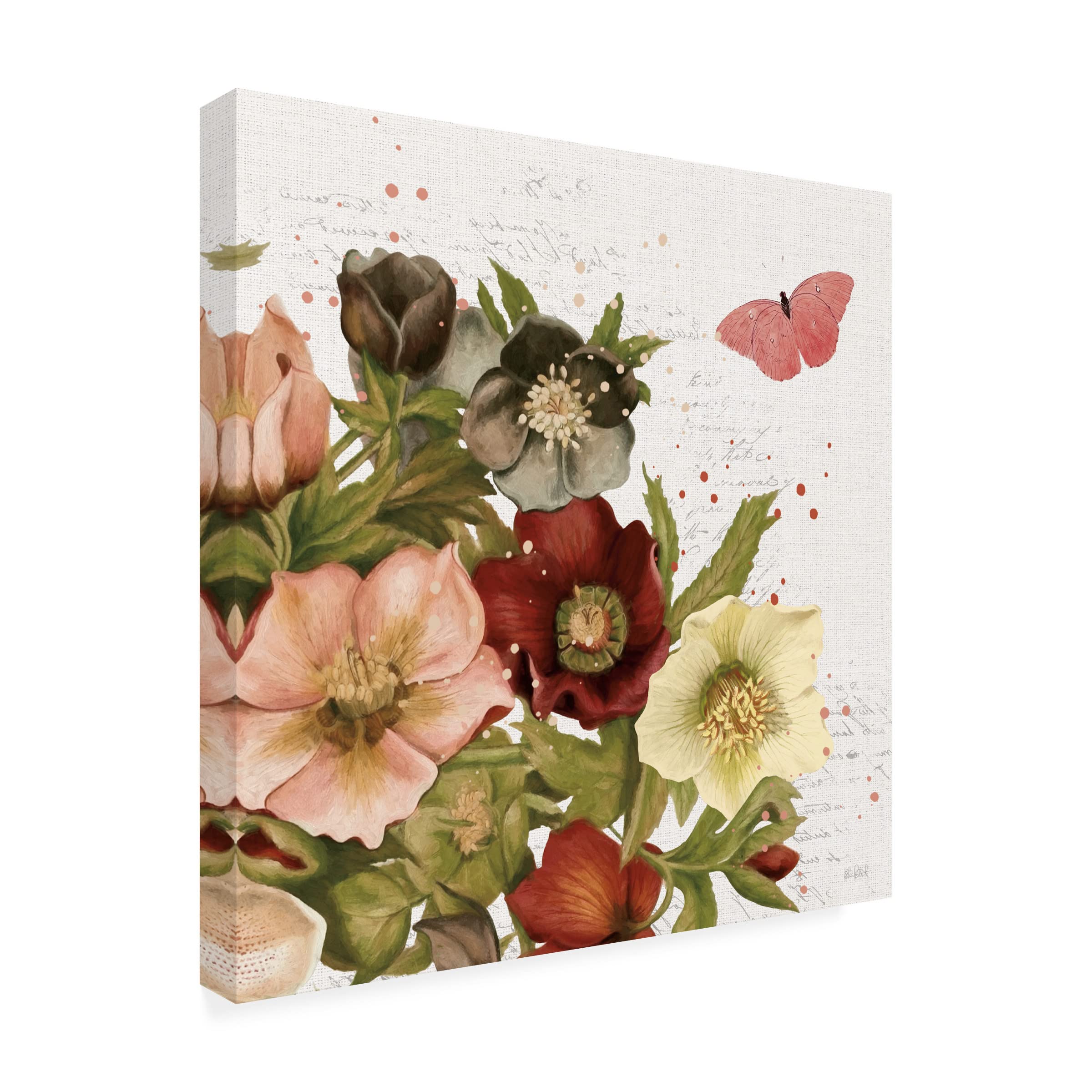 Courtney Prahl 'Butterfly Garden II' Canvas Wall Art Print - Vibrant Floral Butterfly Painting for Living Room, Bedroom & Office Decor - Trademark Fine Art Collection