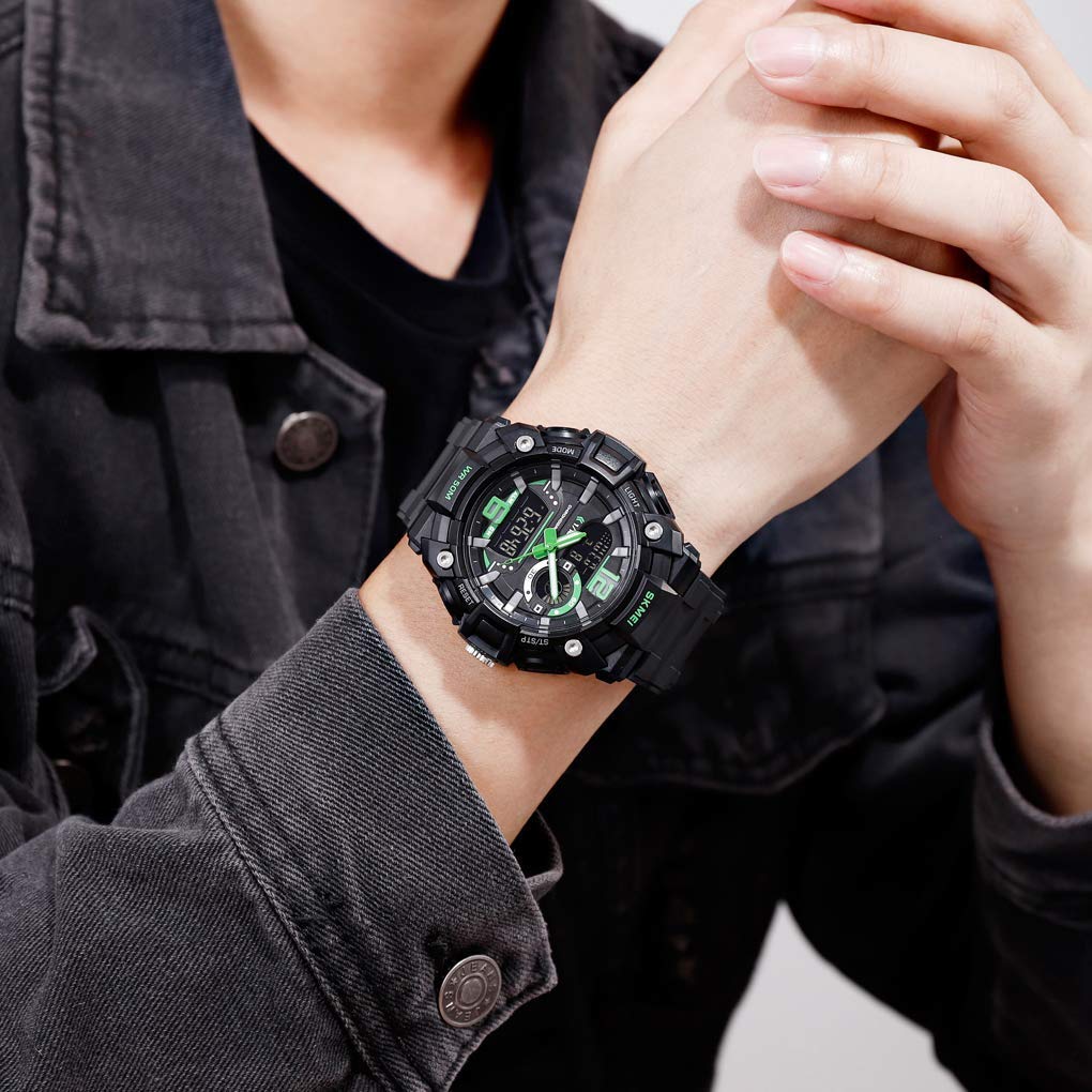 MASTOP Men's Analog Digital Dual Display Military Sports Watch - Waterproof, Shockproof, Multifunction with Alarm & LED Backlight - Perfect for Outdoor, Running, Hiking & Daily Use