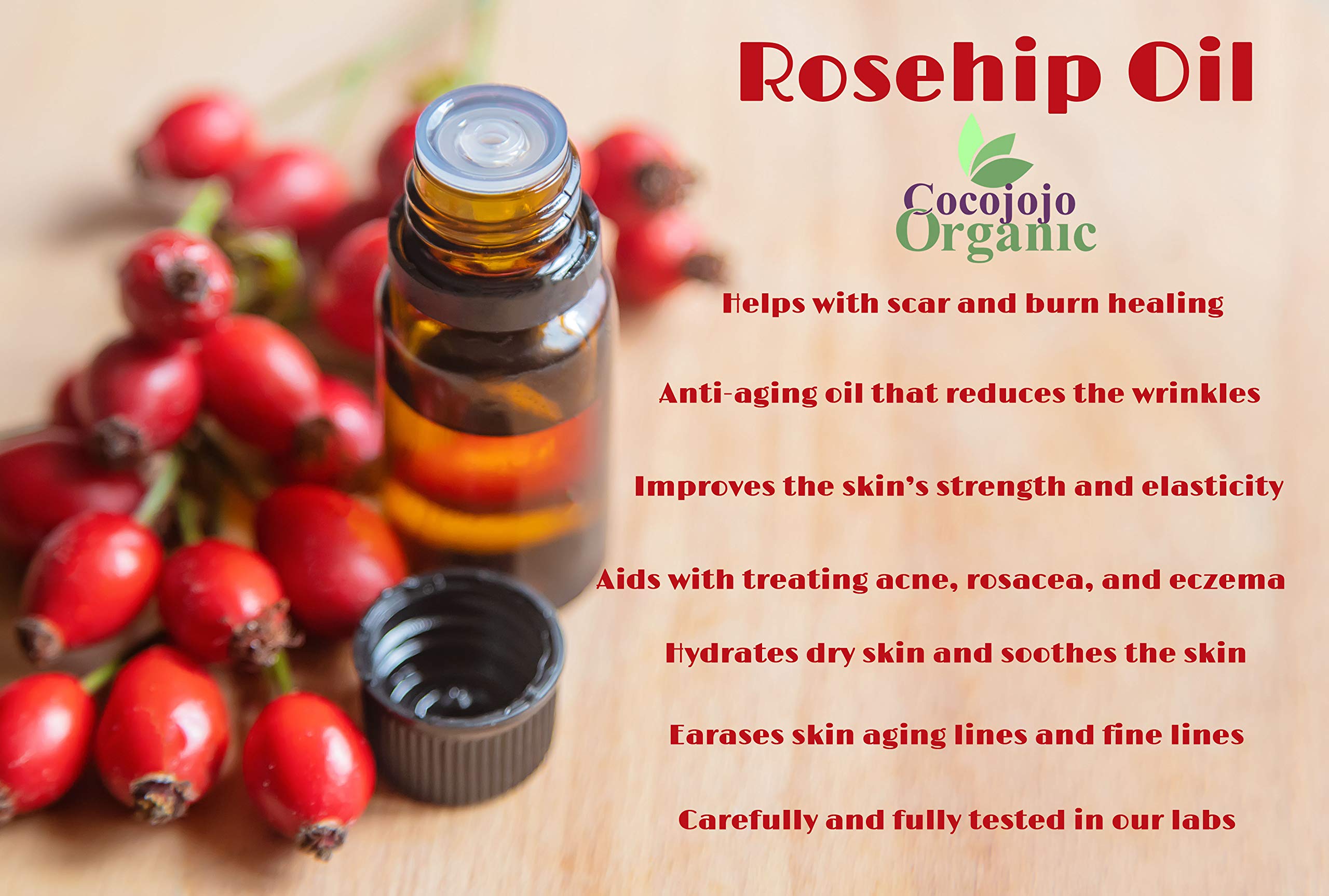 **Organic Cold-Pressed Rosehip Oil for Face & Skin - 100% Pure Unrefined, 16 Oz - Hydrates Hair, Nails & Body - Anti-Aging & Scar Reduction - Perfect for Dry Skin & Night Routine**