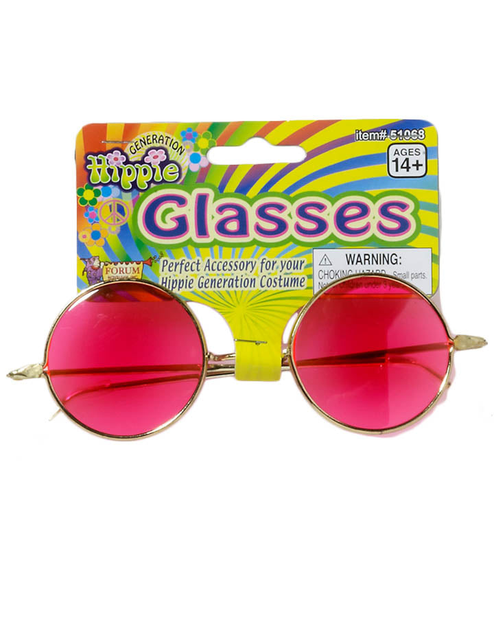 Retro 60s Pink Hippie Sunglasses for Women & Men - Vintage Round Frame UV Protection - Perfect for Music Festivals, Beach Parties & Costume Events