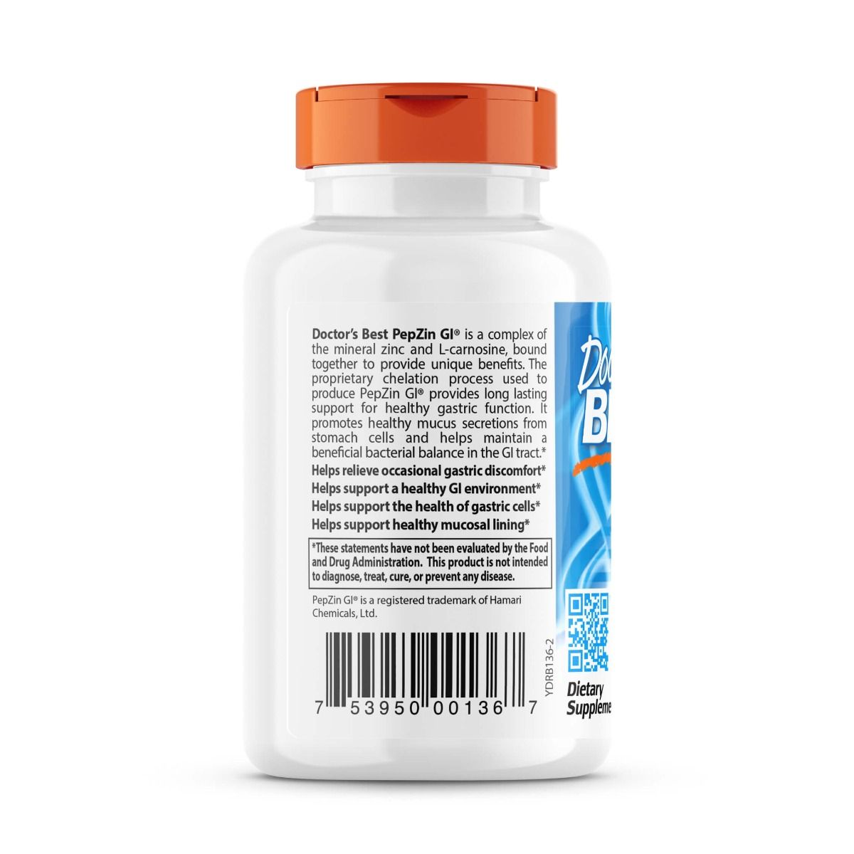 Doctor's Best PepZin GI - Zinc L-Carnosine Complex Supplement for Digestive Health - 120 Vegetarian Capsules - Supports Gut Lining & Stomach Comfort - Ideal for Acid Reflux, Heartburn & Digestive Wellness