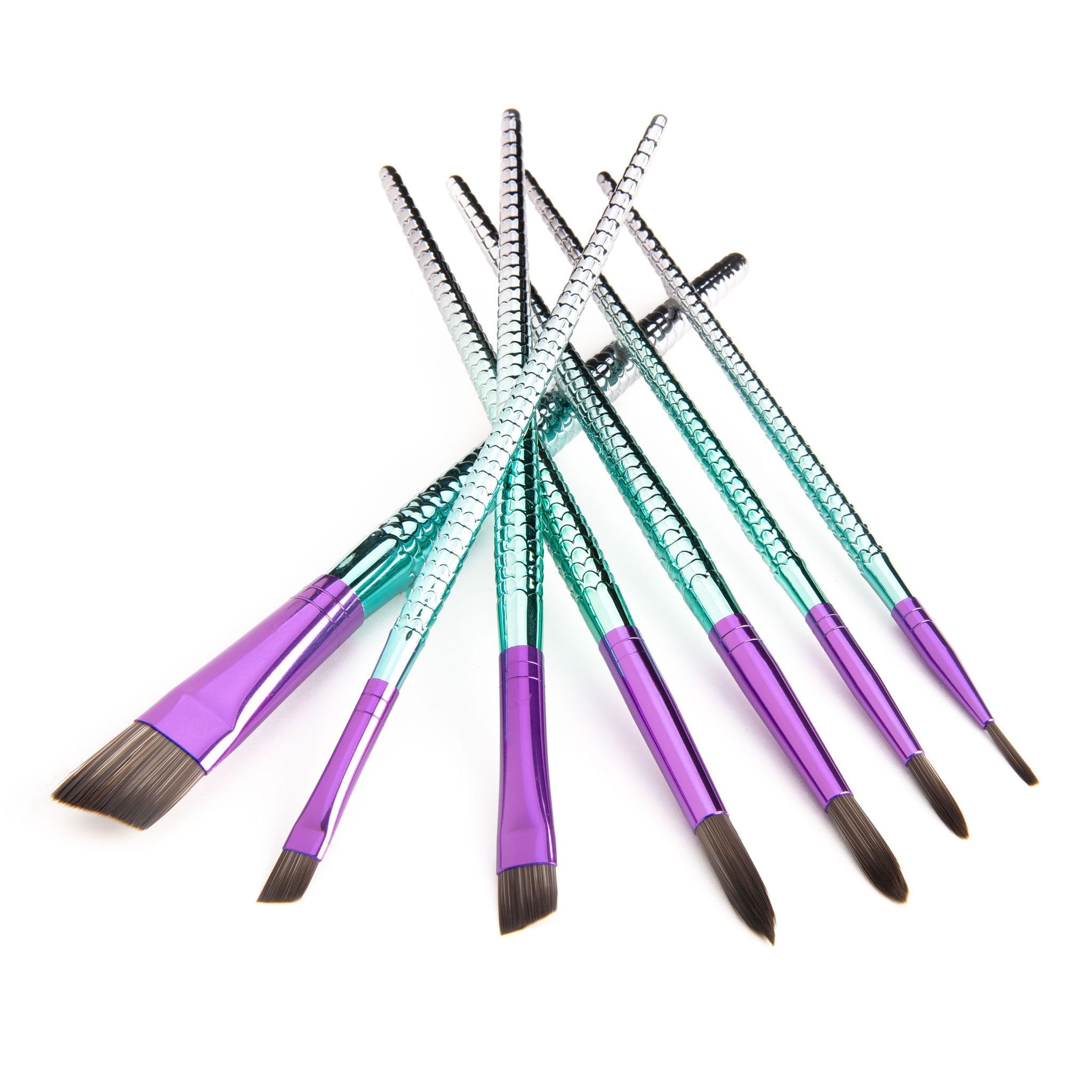 Royal & Langnickel Mythos 7-Piece Mermaid 203 Variety Craft Brush Set for Acrylic, Watercolor & Oil Painting - Includes Angular & Round Brushes in Teal - Perfect for Artists, Beginners & DIY Craft Projects