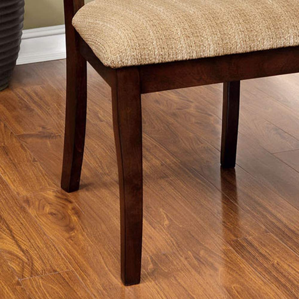 Classic Transitional Dining Chairs Set of 2 - Brown Cherry Solid Wood with Padded Fabric Seat - Elegant Side Chairs for Dining Room - Perfect for Family Dinners & Entertaining Guests