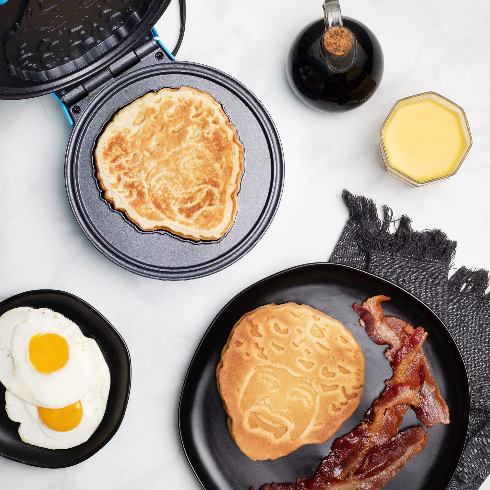 Uncanny Brands Bob Ross Waffle Maker - Create Waffles with Bob Ross Iconic Face - Non-Stick Waffle Iron for Breakfast, Party & Gift - Perfect for Home, Camping & Holiday Cooking