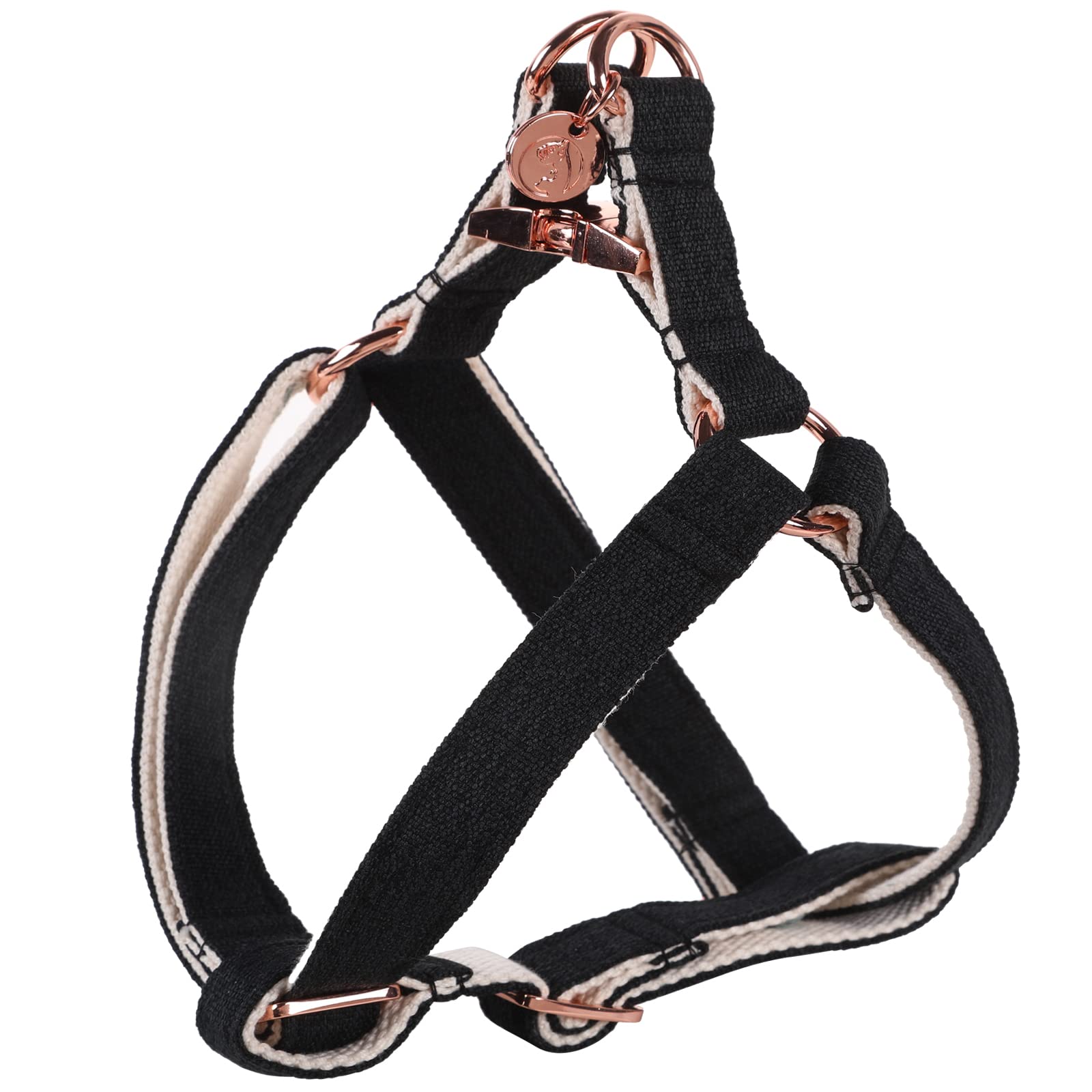 DOGWONG Black Hemp Dog Harness for Sensitive Skin - Adjustable Soft & Durable Pet Vest for Small Medium Large Dogs - Perfect for Walking, Training & Outdoor Adventures