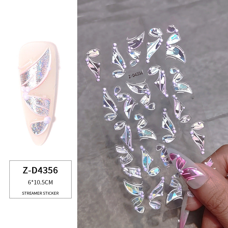 3D Multicolor Nail Art Stickers - Self-Adhesive Nail Decals for DIY Manicure, Perfect for Parties, Weddings, and Special Occasions