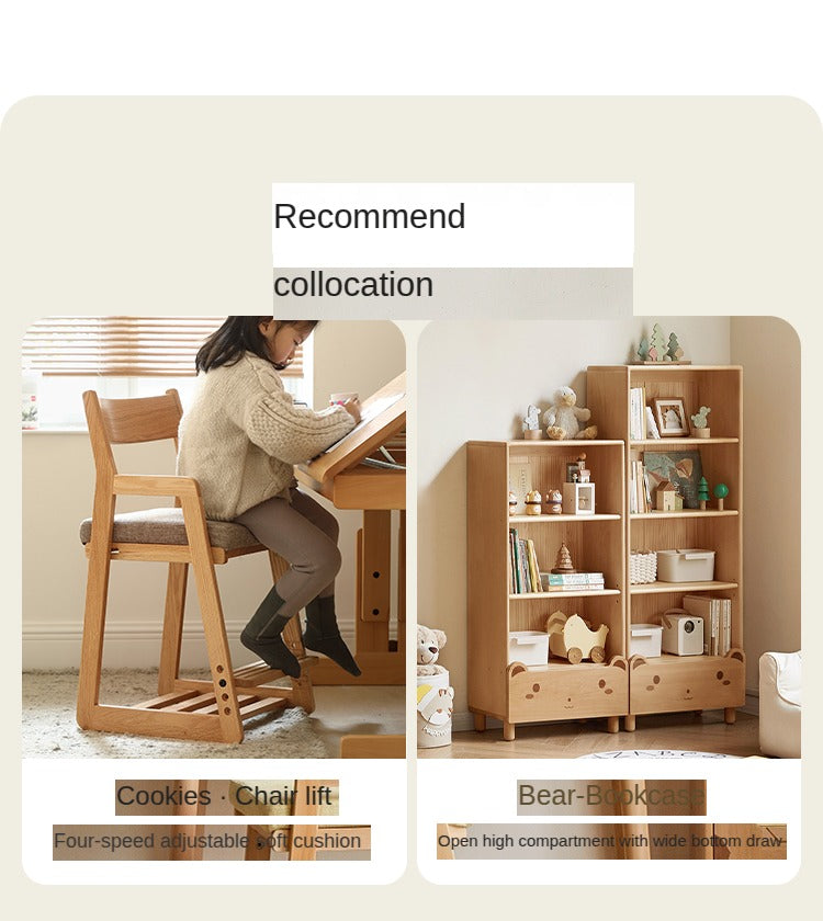 Solid Wood Kids Study Desk - Beech & Oak Wooden Children's Writing Table for Homework & Drawing | Perfect for Bedroom, Homeschool & Classroom Use