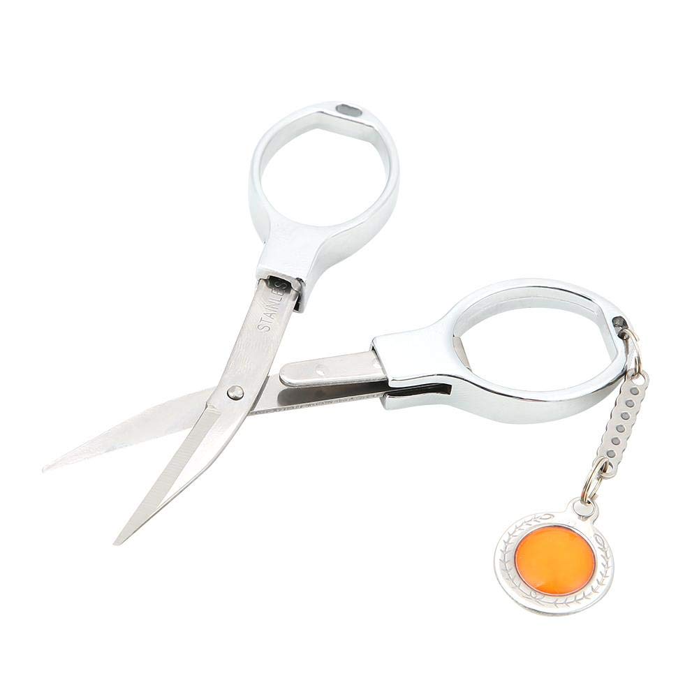 ZJchao Stainless Steel Folding Scissors - Portable Travel Pocket Keychain Cutter for Tape, Hair, Cardboard, Cables & Dog Grooming | Compact & Safe Everyday Carry Tool for Camping, Fishing, Office & Home Use