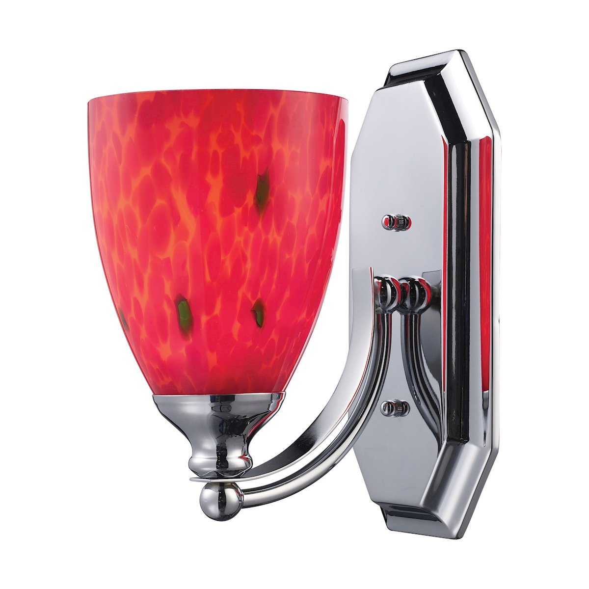 Chrome Vanity Wall Lamp with Fire Red Glass Shade - 1-Light Bathroom Sconce for Modern Bedroom & Powder Room Lighting