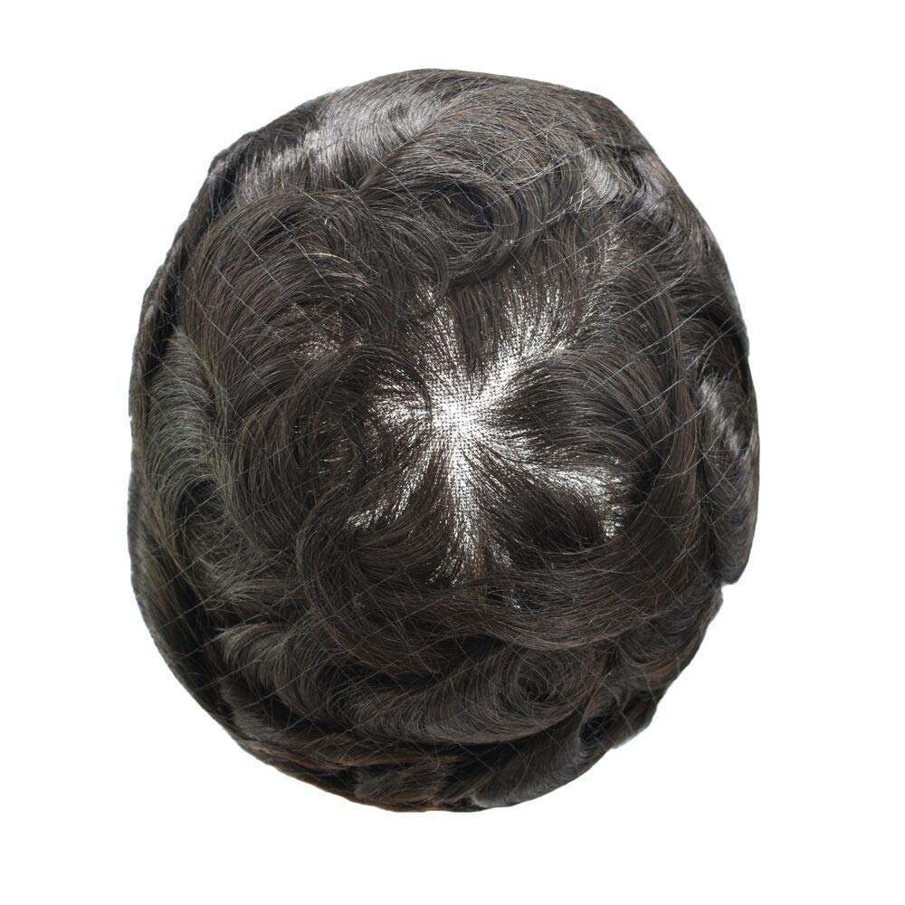 Premium Mono Human Hair Toupee for Men - Poly Skin Base, Durable NPU Monofilament Wig - 5