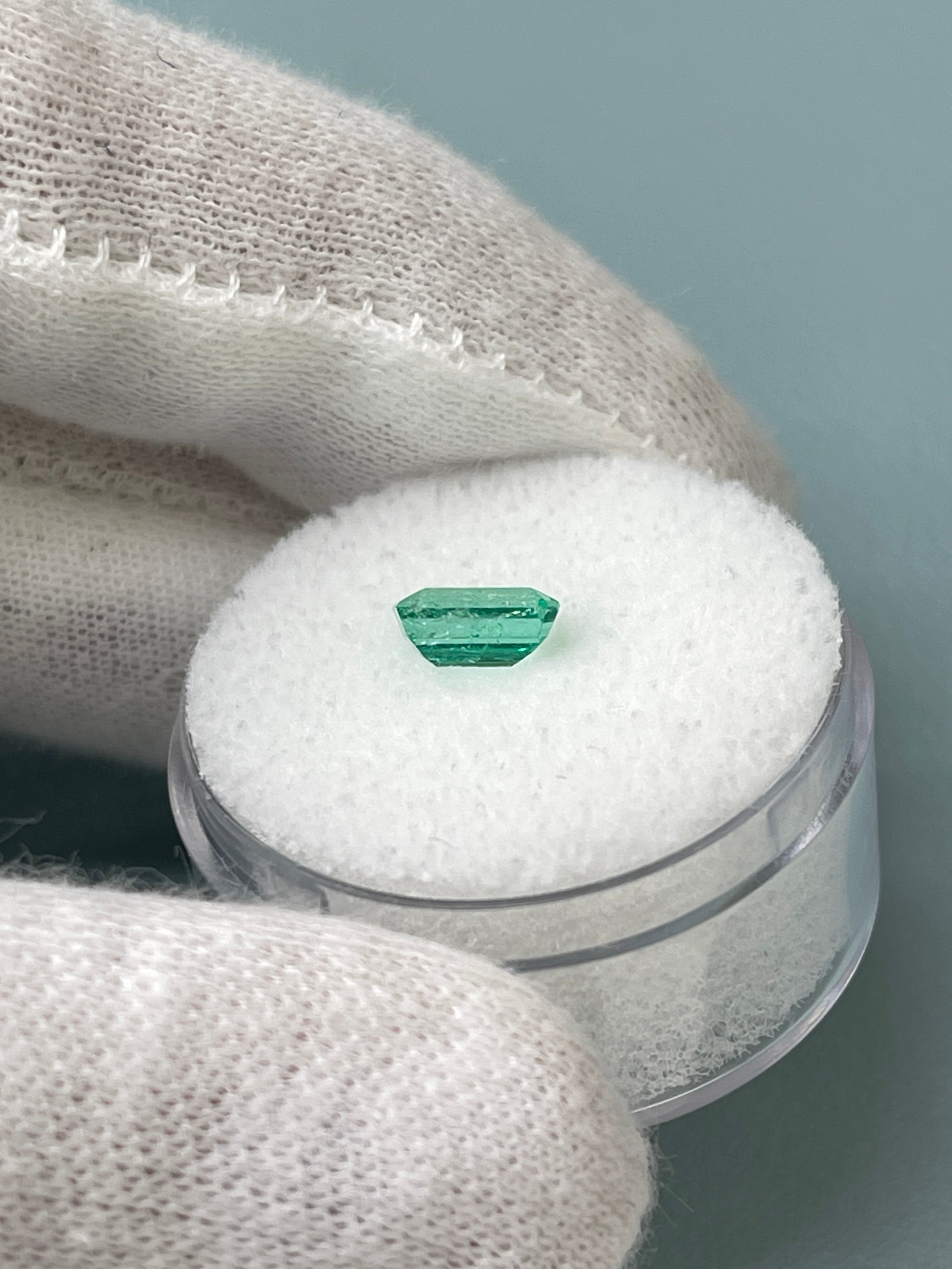 0.77 Carat 7x4.5mm Glowing Loose Colombian Emerald - Emerald Cut Gemstone for Jewelry Making & Engagement Rings