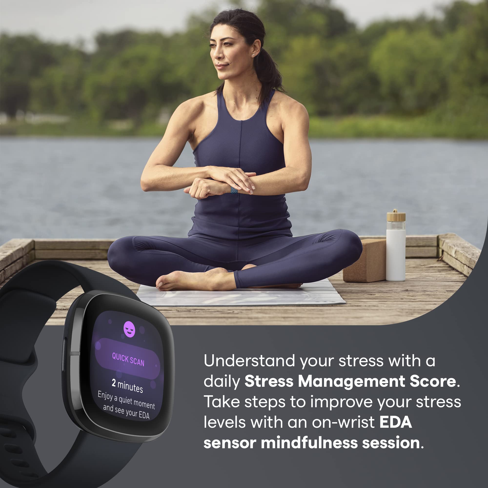 Fitbit Sense Advanced Smartwatch - Heart Rate Monitor, Stress Tracker & Skin Temperature Sensor | Carbon/Graphite | Includes S & L Bands | Perfect for Fitness Tracking, Sleep Analysis & Daily Health Monitoring