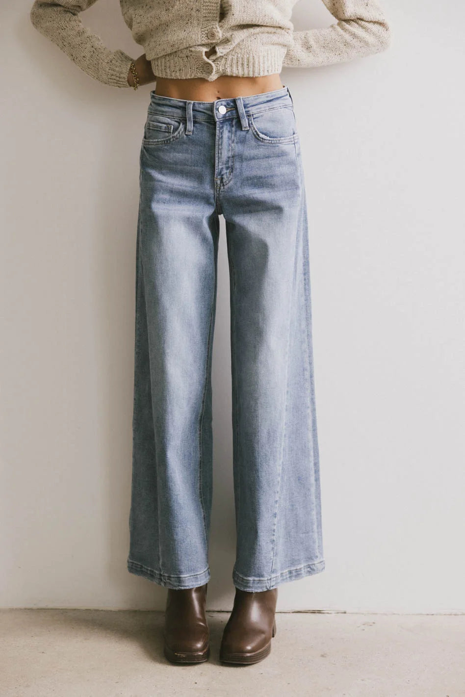 Krista High Waisted Wide Leg Jeans for Women - Comfortable Stretch Denim Pants, Trendy Casual & Office Wear - Perfect for Everyday Outfits, Date Nights, and Work Attire